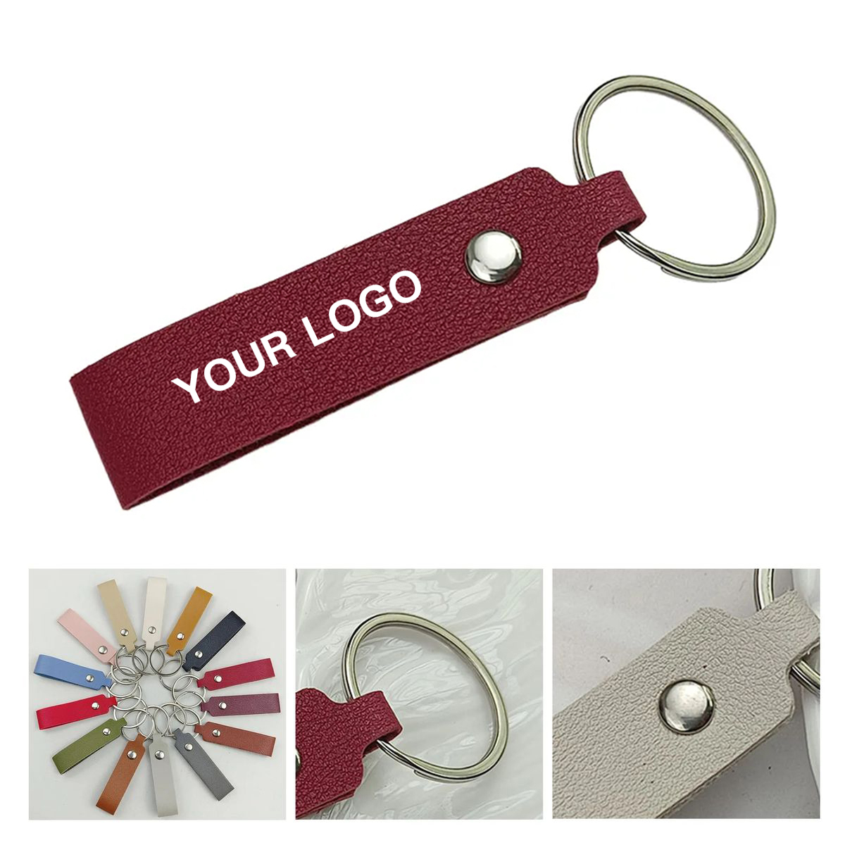Compact Striped Leather Keychain for Everyday Use 8