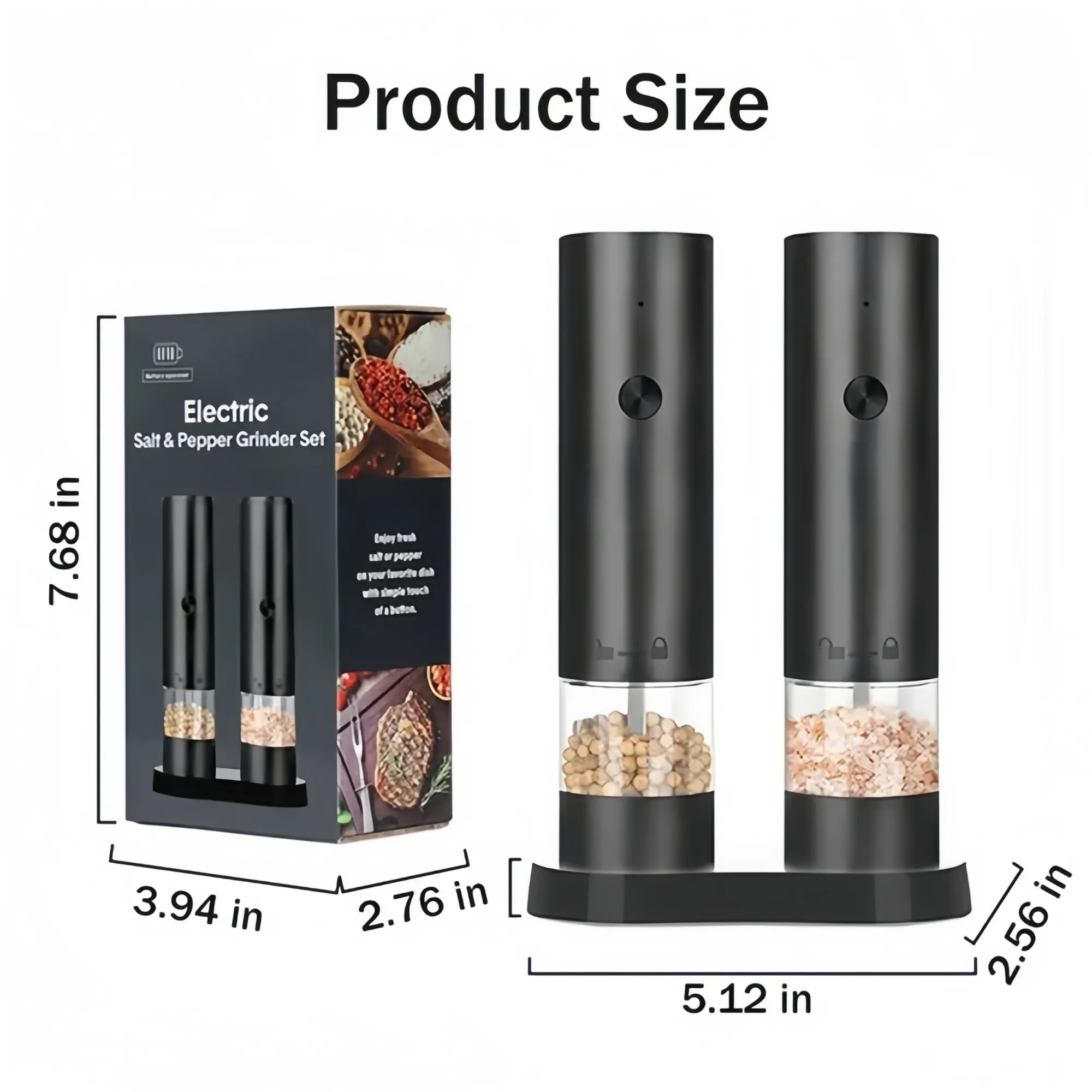 Electric Salt and Pepper Grinder Set Mill Shaker 7