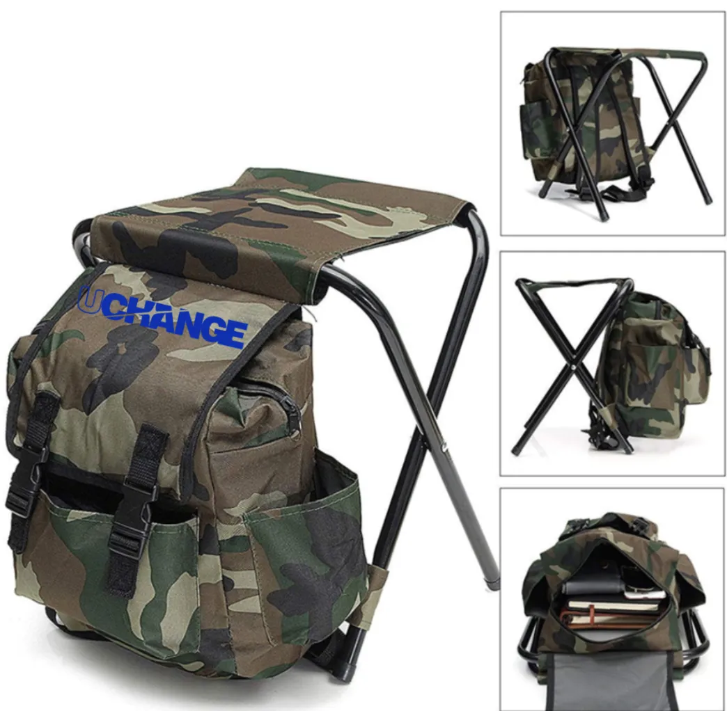 Camo Backpack Stool with Foldable Seat for Camping 2