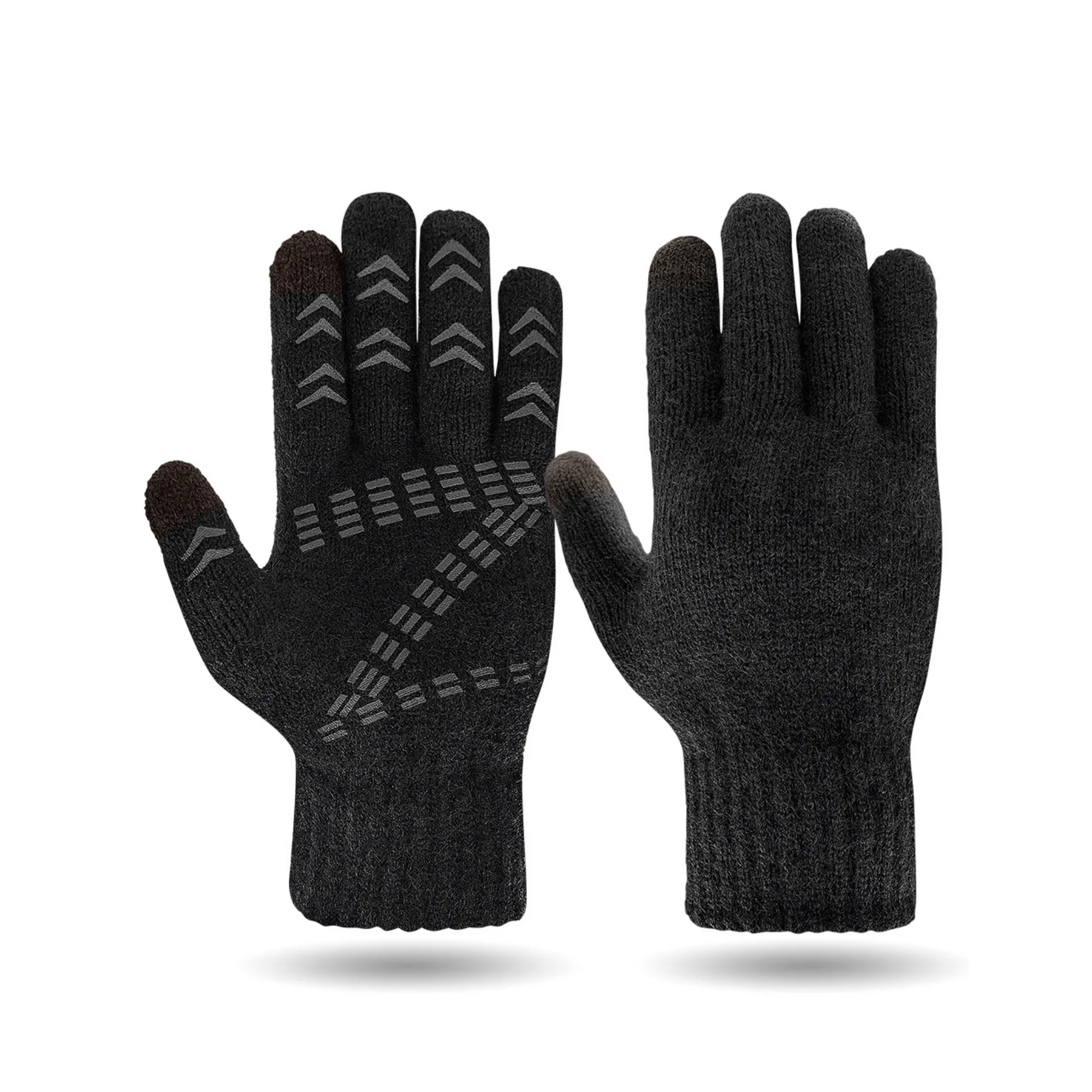 Fleece-Lined Outdoor Cycling Knitted Touchscreen Gloves" 2
