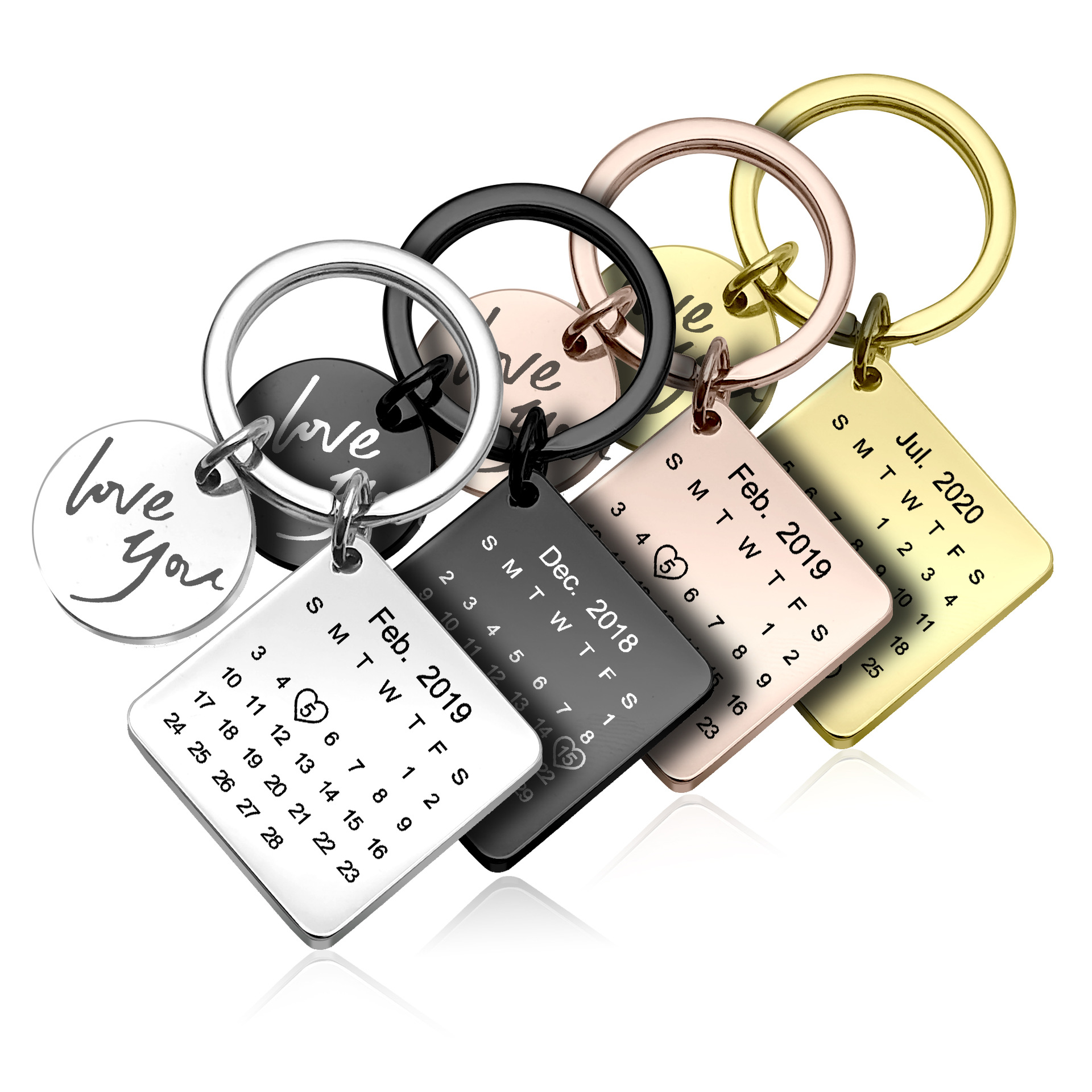 Couple anniversary stainless steel keychain 2