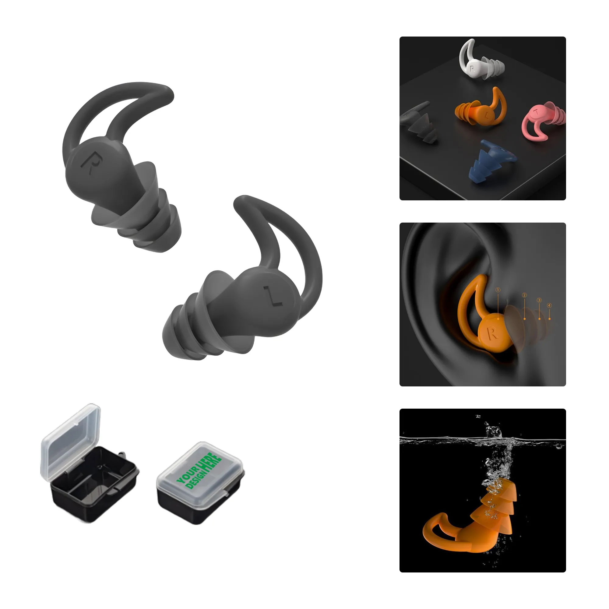 Silicone Noise Reduction Earplugs for Sleep and Swimming