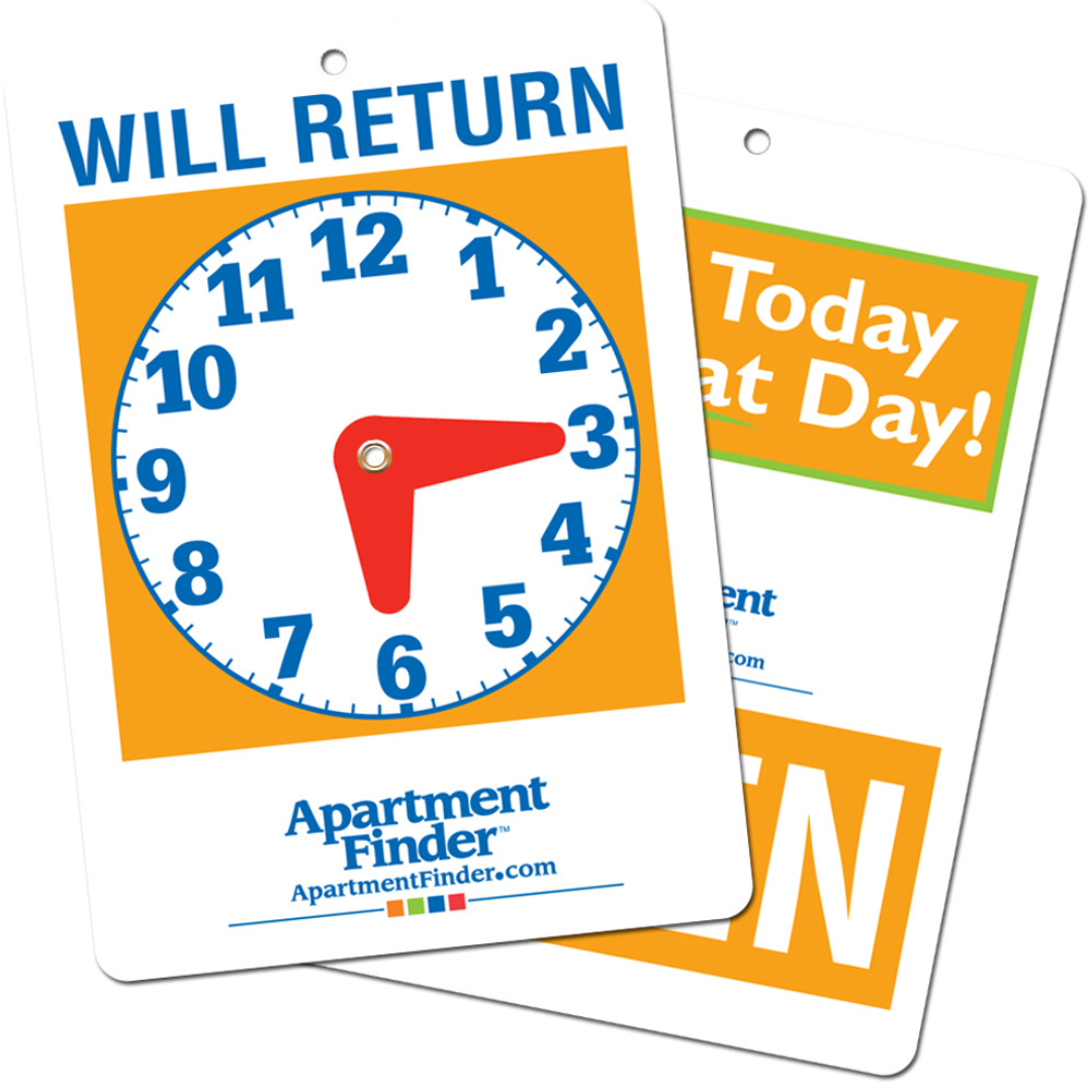 Open/ Will Return Store Clock Sign with Red Hands 2