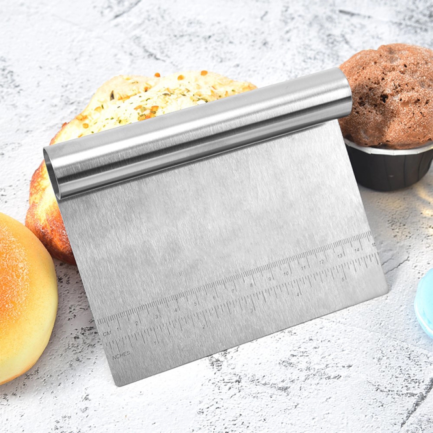 Graduated Stainless Steel Dough Cake Cream Scraper 4