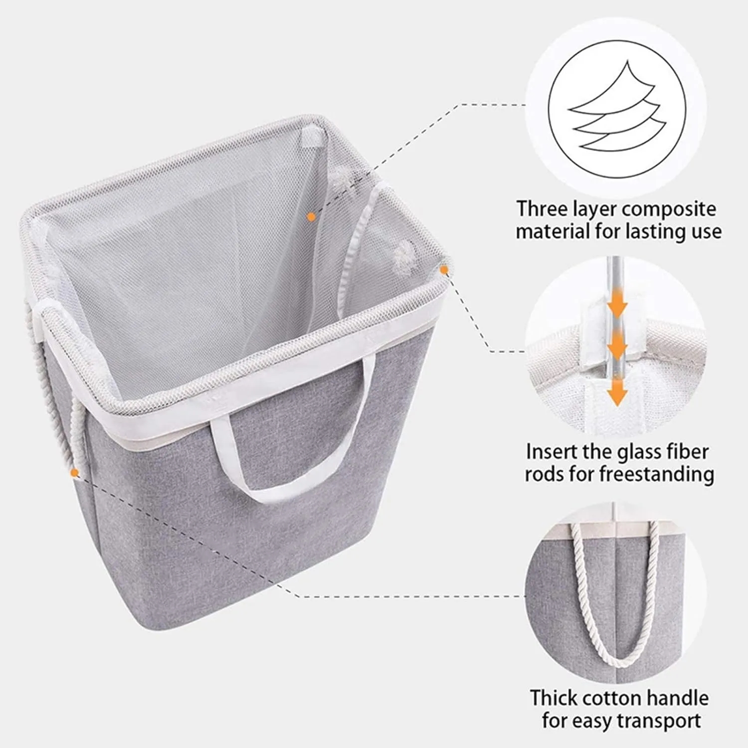 Collapsible Large Laundry Basket Storage Bag With Handles 4