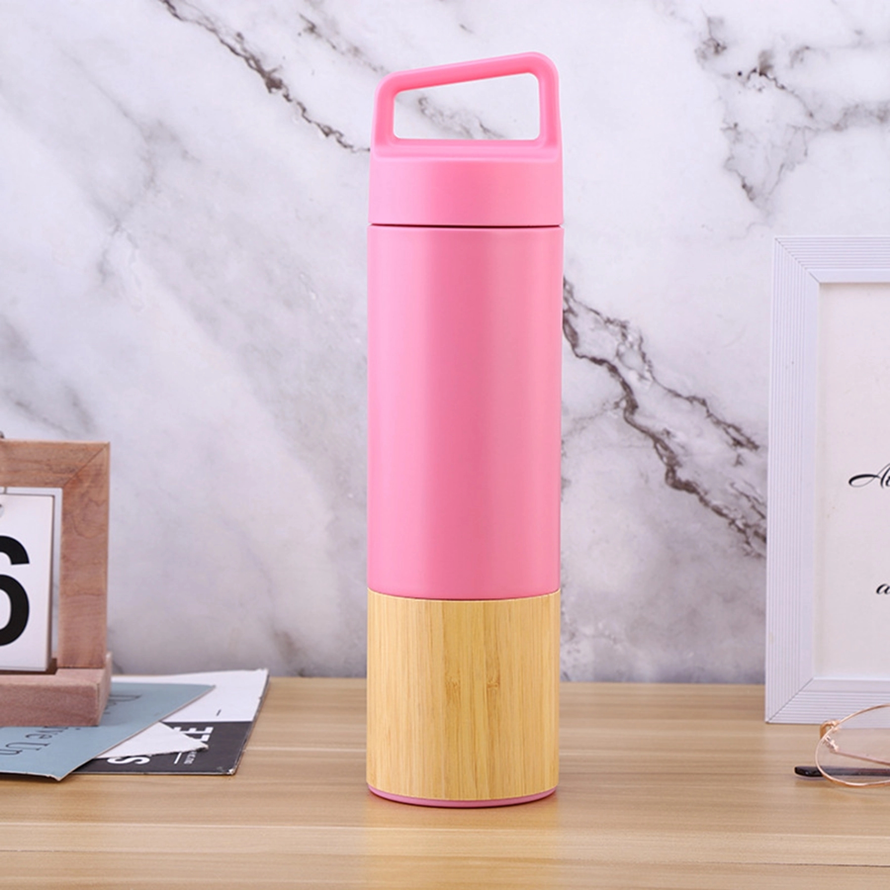 20 Oz. Triple Wall Bamboo 304 Stainless Steel Vacuum Flask, custom water bottle with logo imprint 16