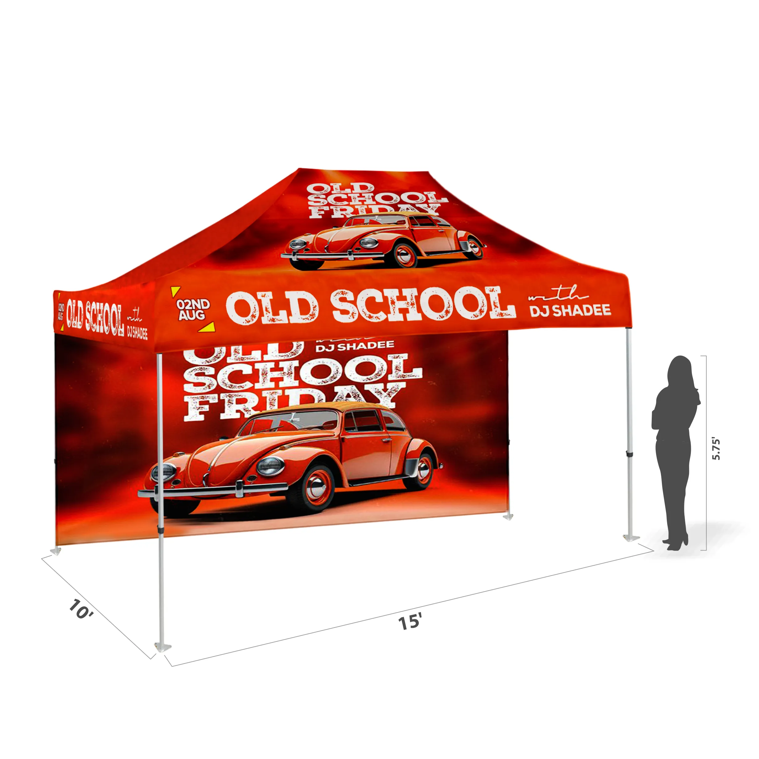 10'x15' Tent Canopy w frame, 1 long full wall 4