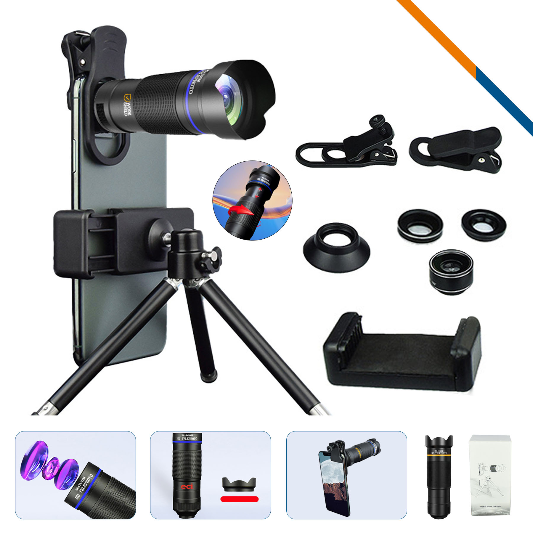 FarSight 36X Retractable Zoom Phone Lens Kit 2
