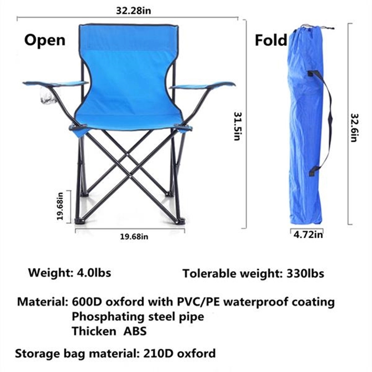 Portable Folding Chair with Arm Rest Cup Holder 5