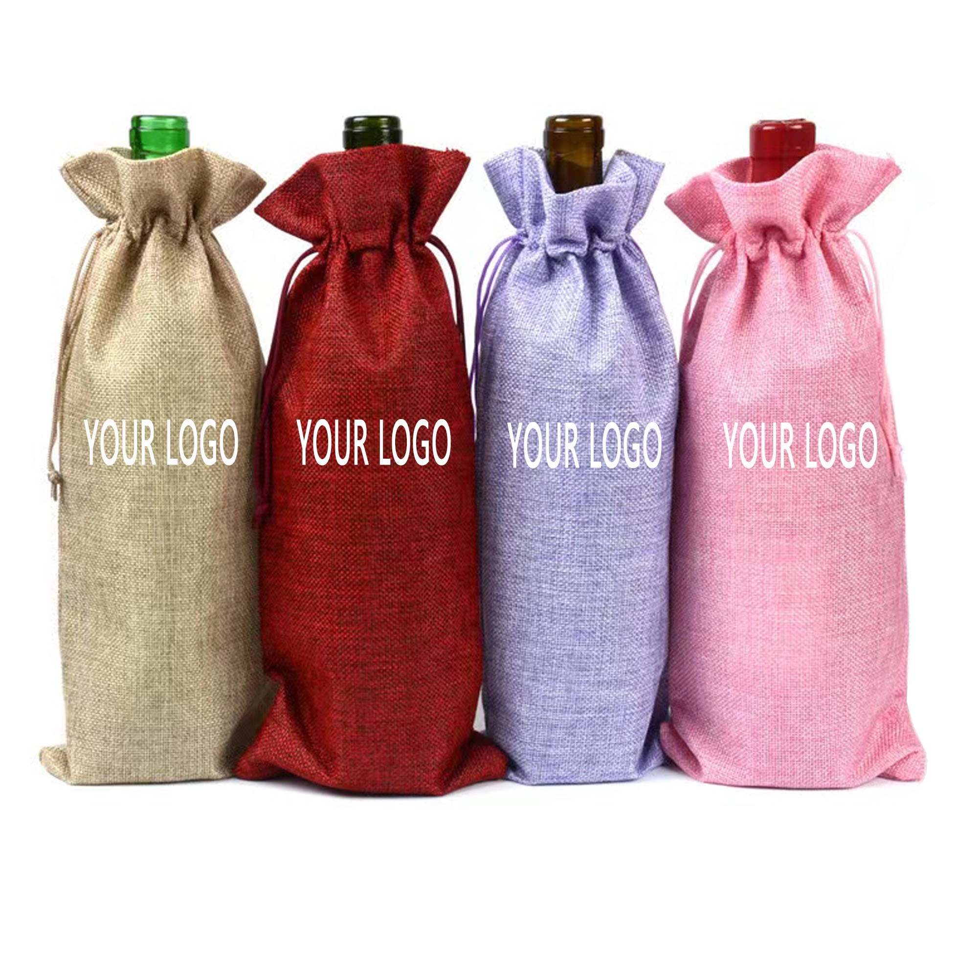 Burlap Wine Bag With Drawstring MOQ 100PCS 2