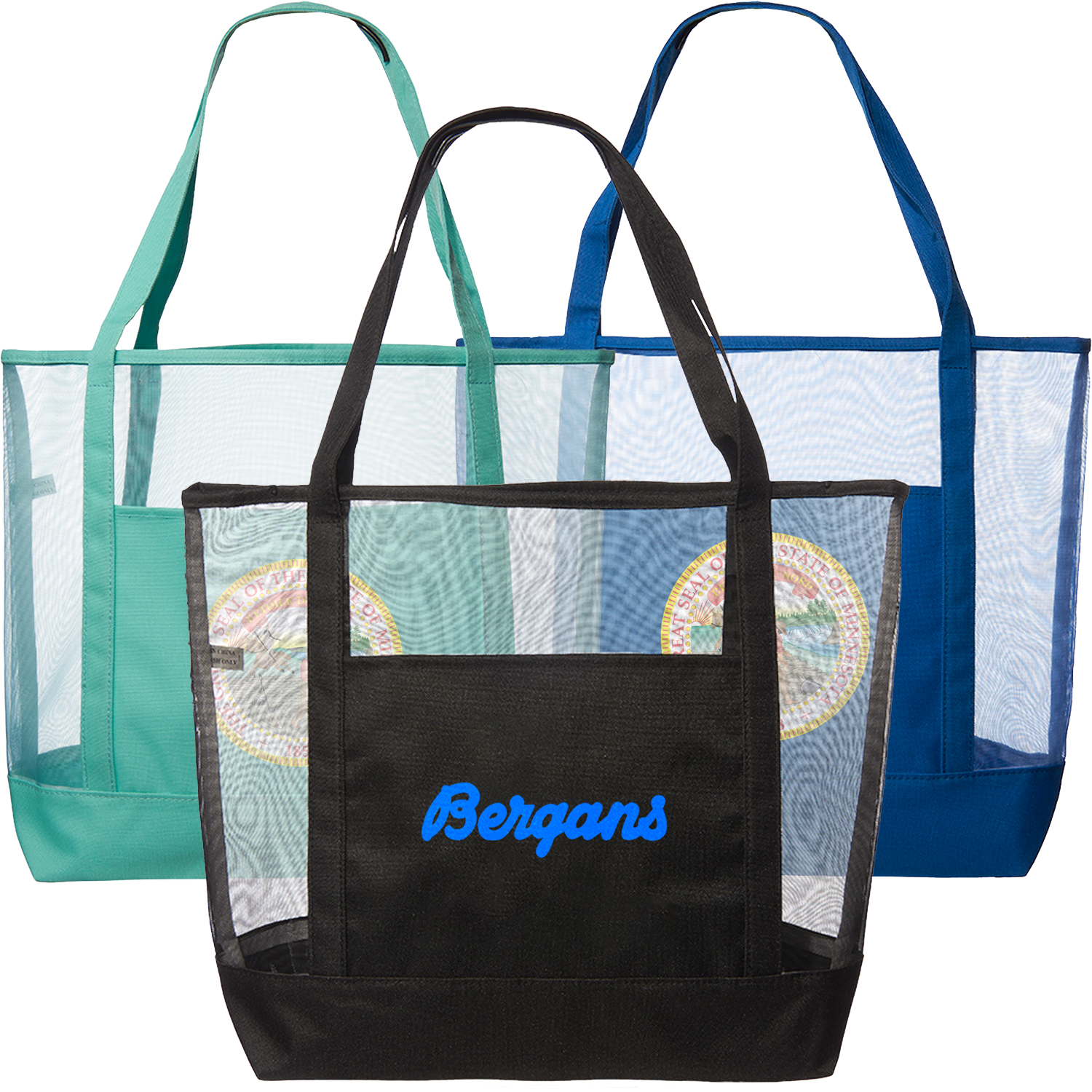 Cancun Large Mesh Beach Bags W/ Carrying Handles, custom tote bag with logo imprint 2