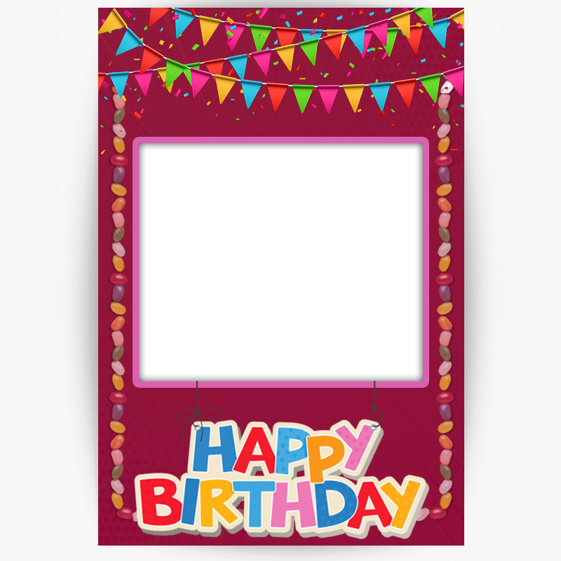 Happy Birthday Selfie Frame Photo Booth and Picture Frame Props For Birthday Party 2"W x 3"H Maroon 1
