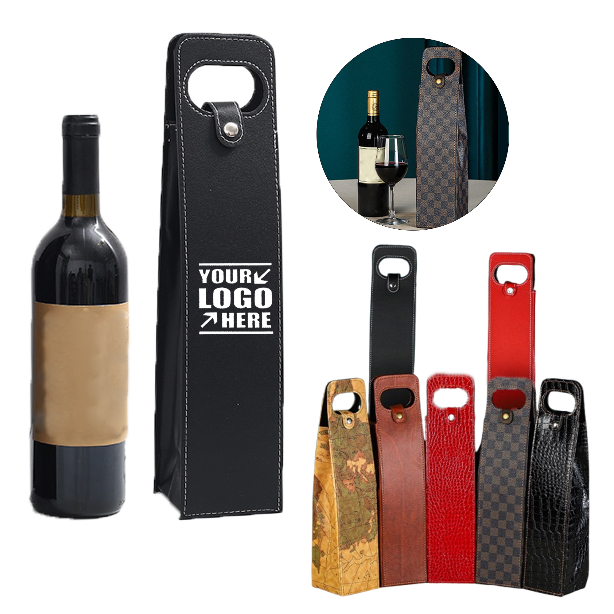Leather Single Bottle Wine Carrier Bag 2