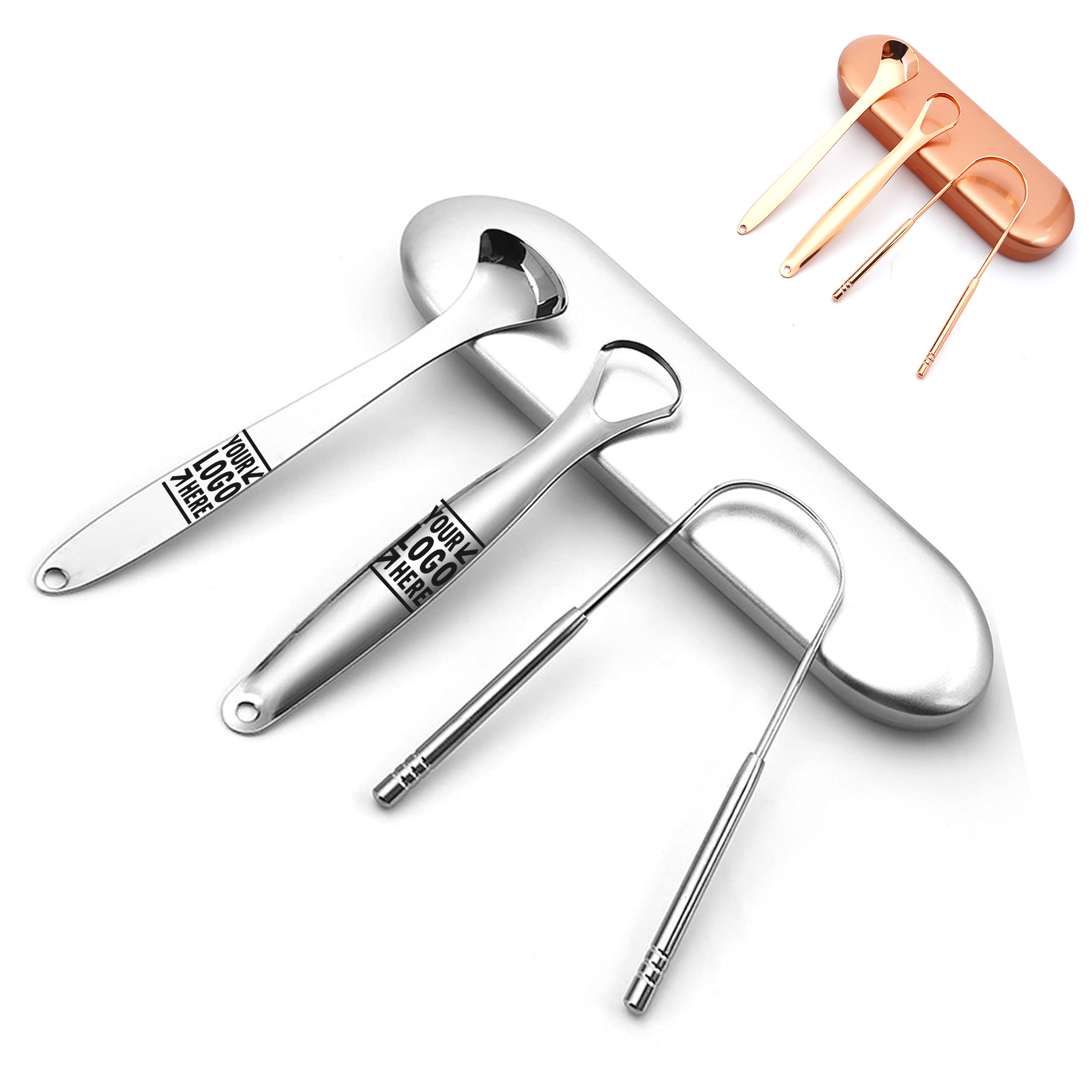 3 Pack Adults Bad Breath Oral Care Treatment Stainless Steel Tongue Scraper with Travel Case 1