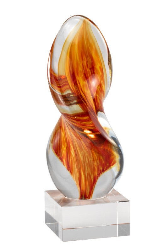 9" Orange Flame Art Glass 2