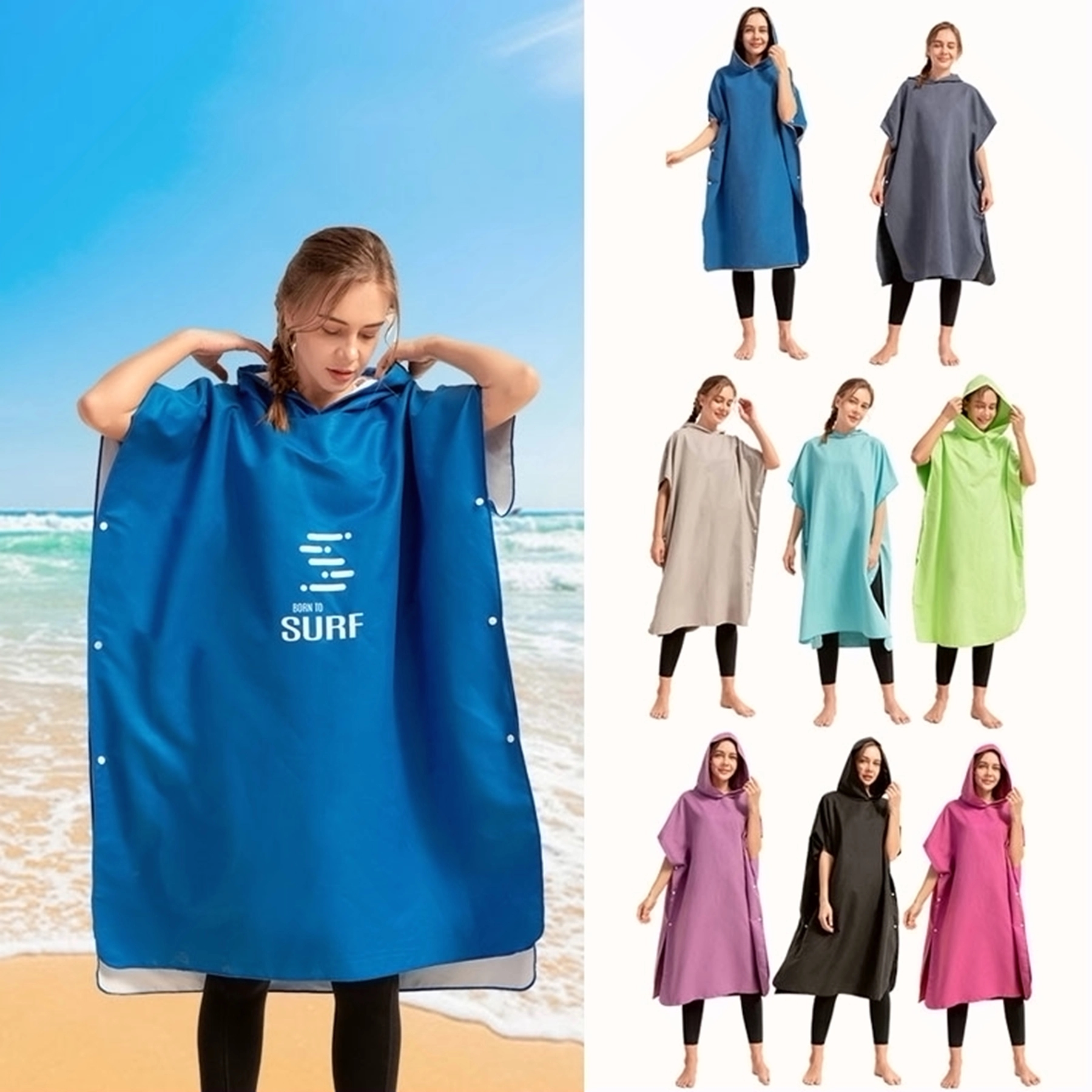 Surfing Beach Poncho Changing Robe With Hood 2