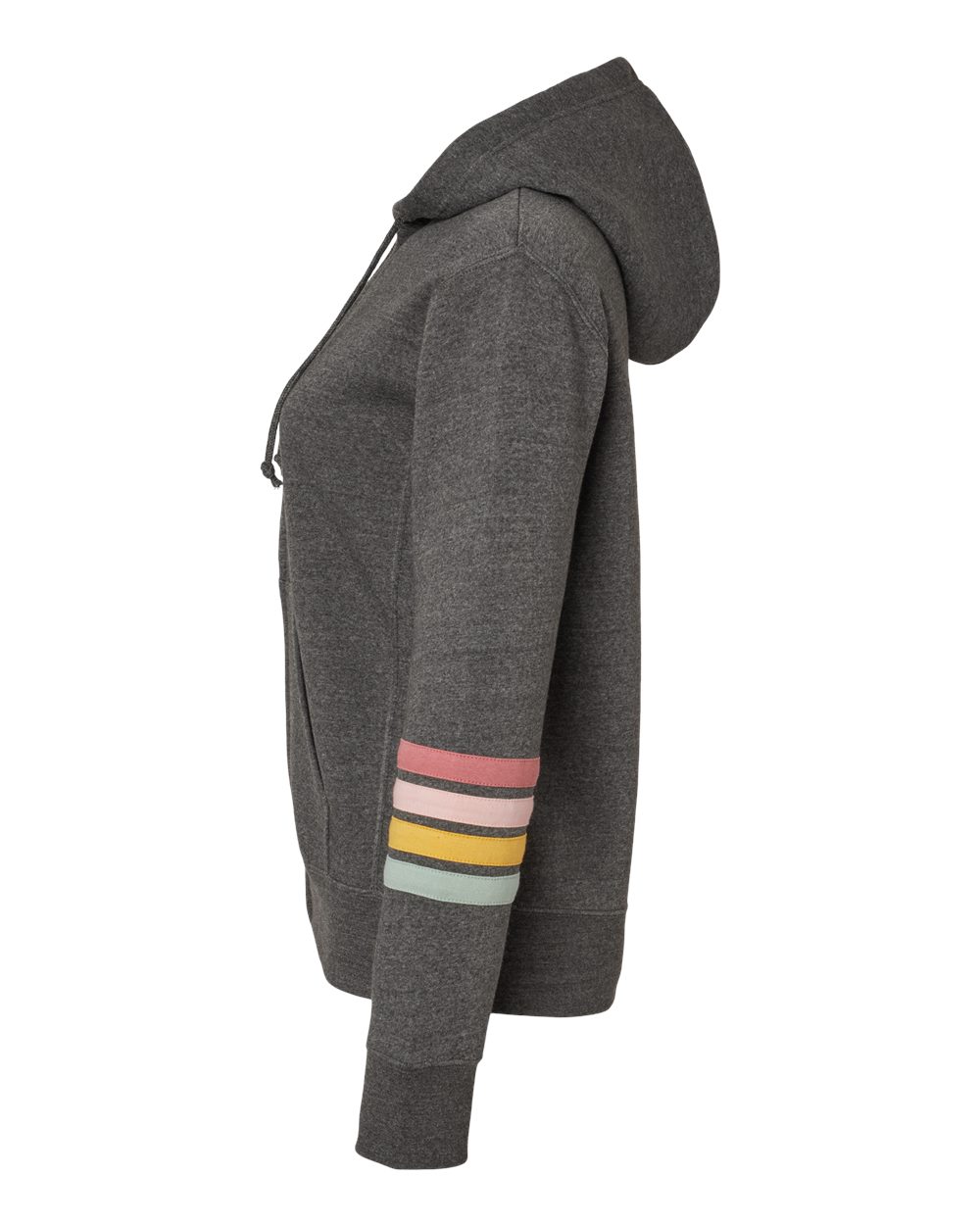 Women's Striped Sleeves Full-Zip Hooded Sweatshirt - W22732 17
