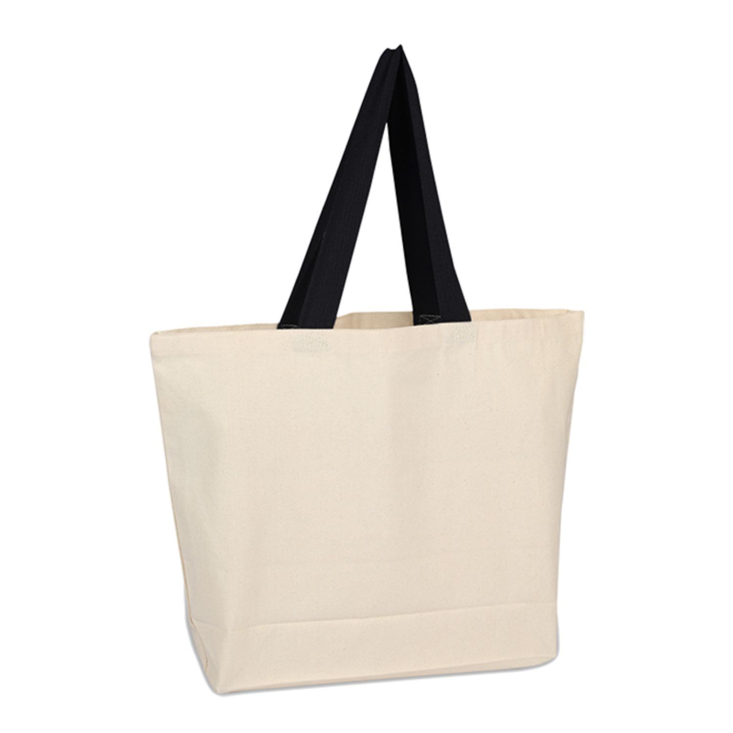 100% Cotton Canvas Beach Bag with Colored Handles USA Decorated (20" x 15")