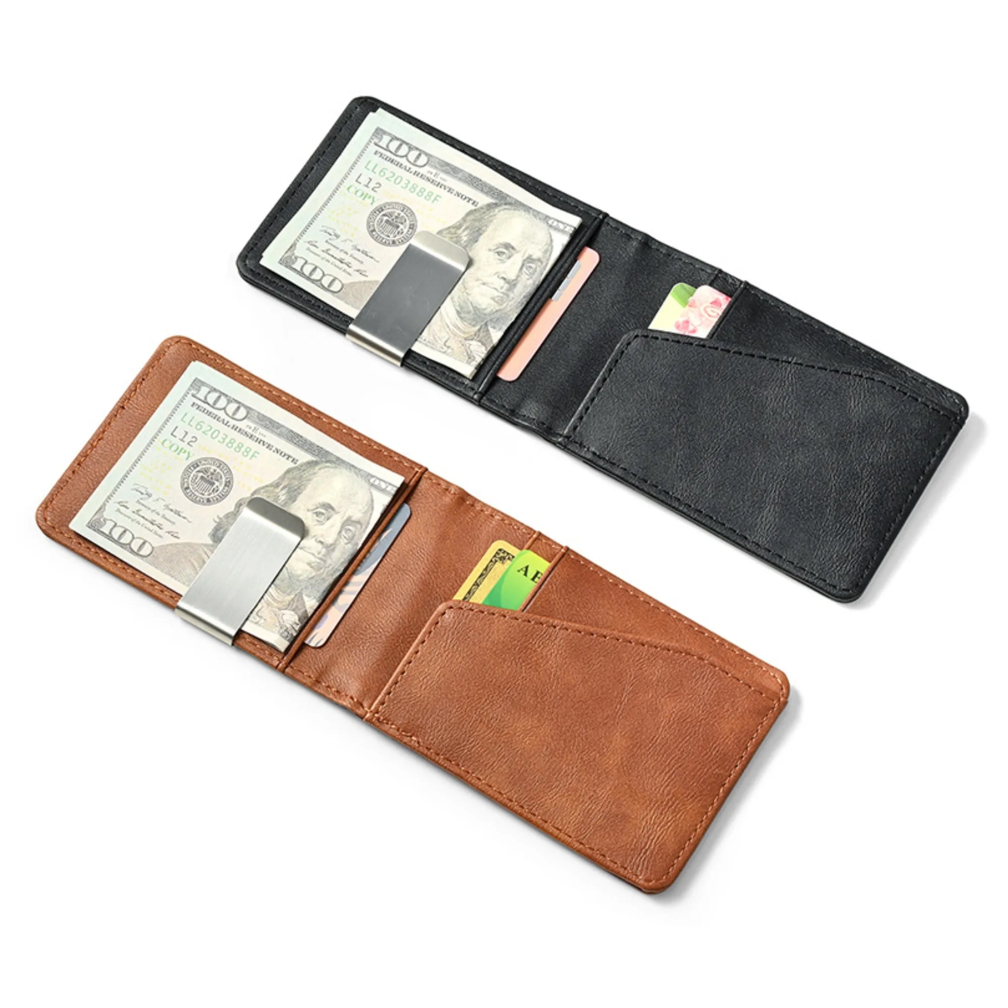 Men's Slim Bifold Wallet Card HolderWith Money Clip 4
