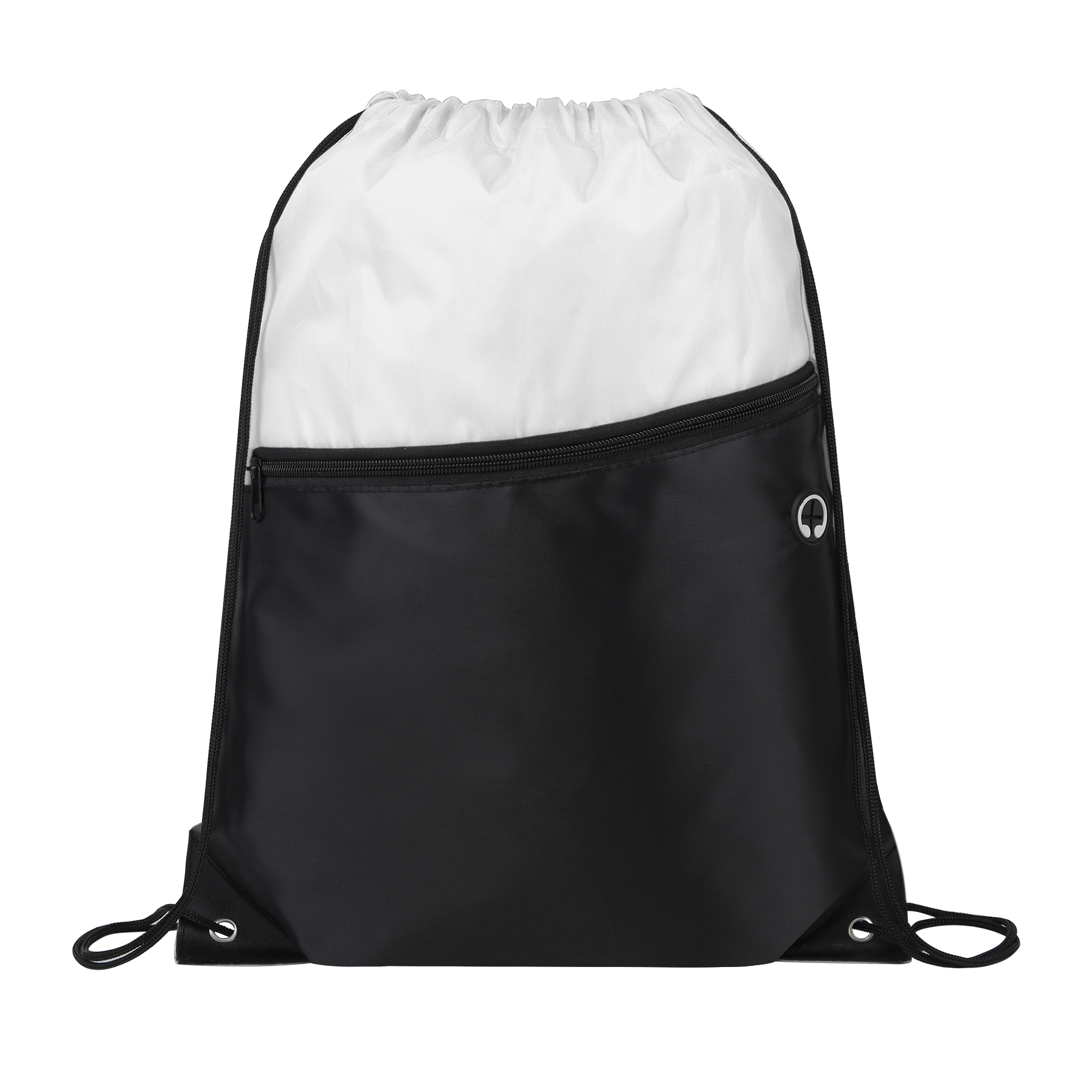 Two-Tone Drawstring Backpack With Front Zipper 10