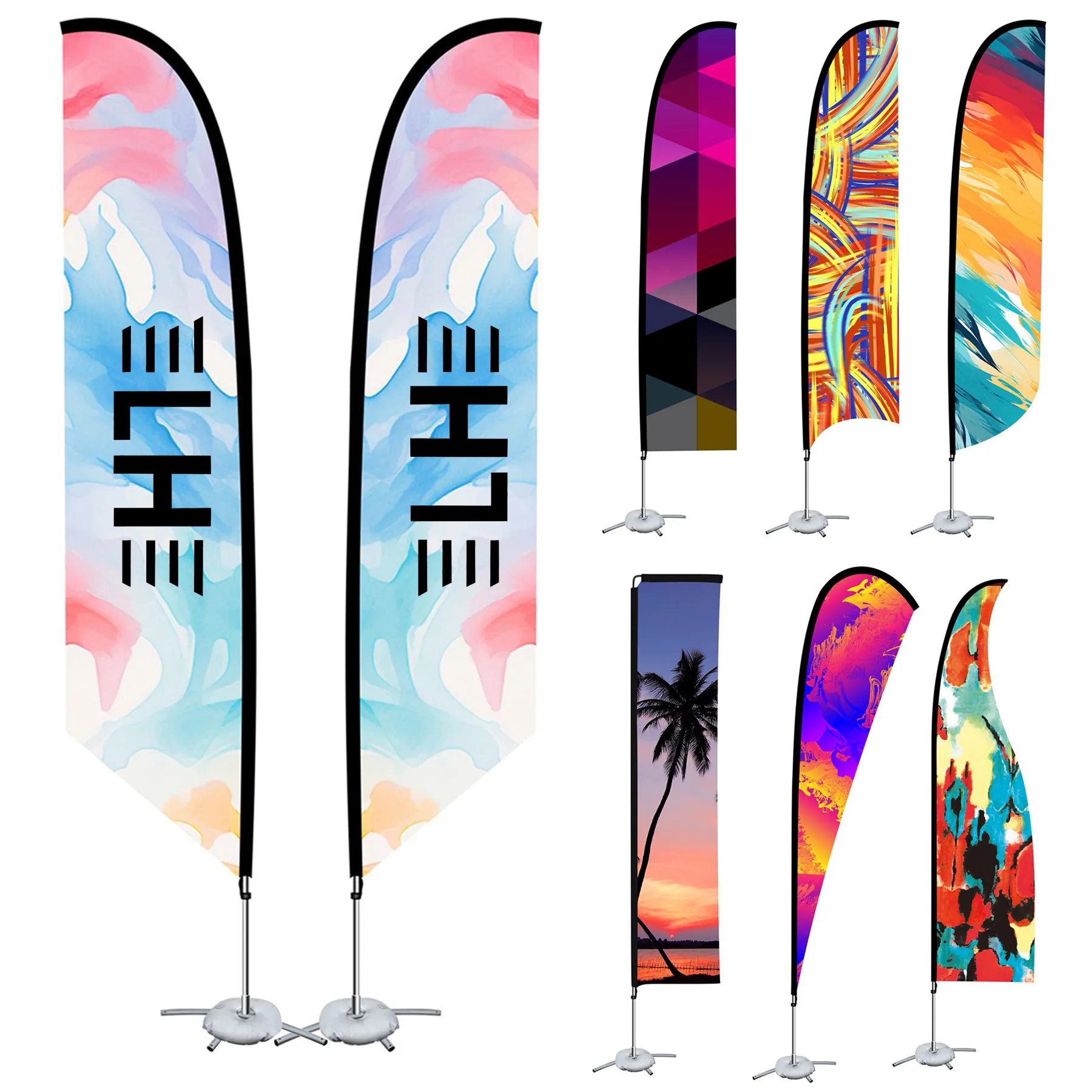 9ft Double Sided Printed Feather Beach Flag Kit 8