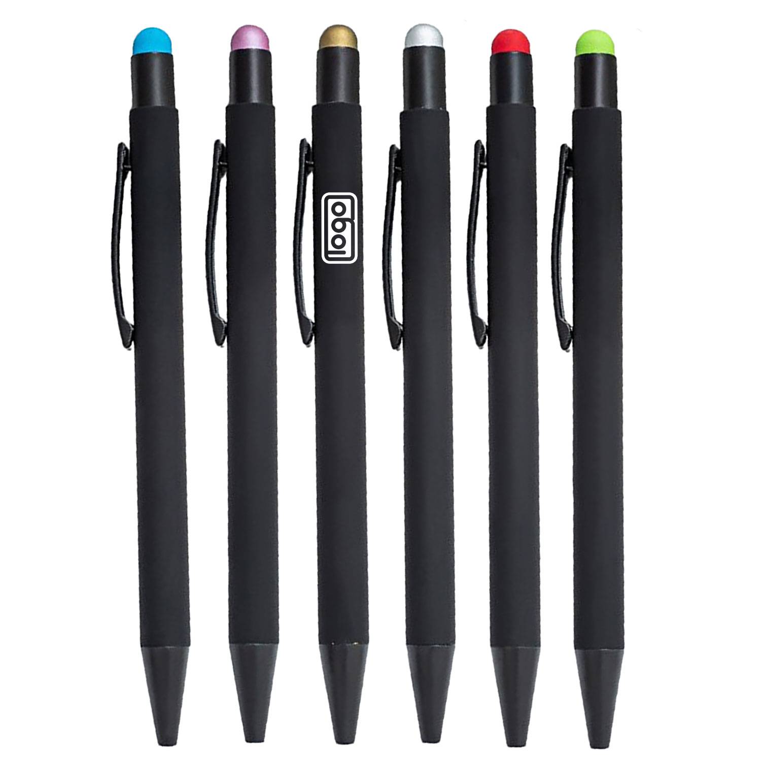 Metal Color Pop Rubberized Stylus Pens 12