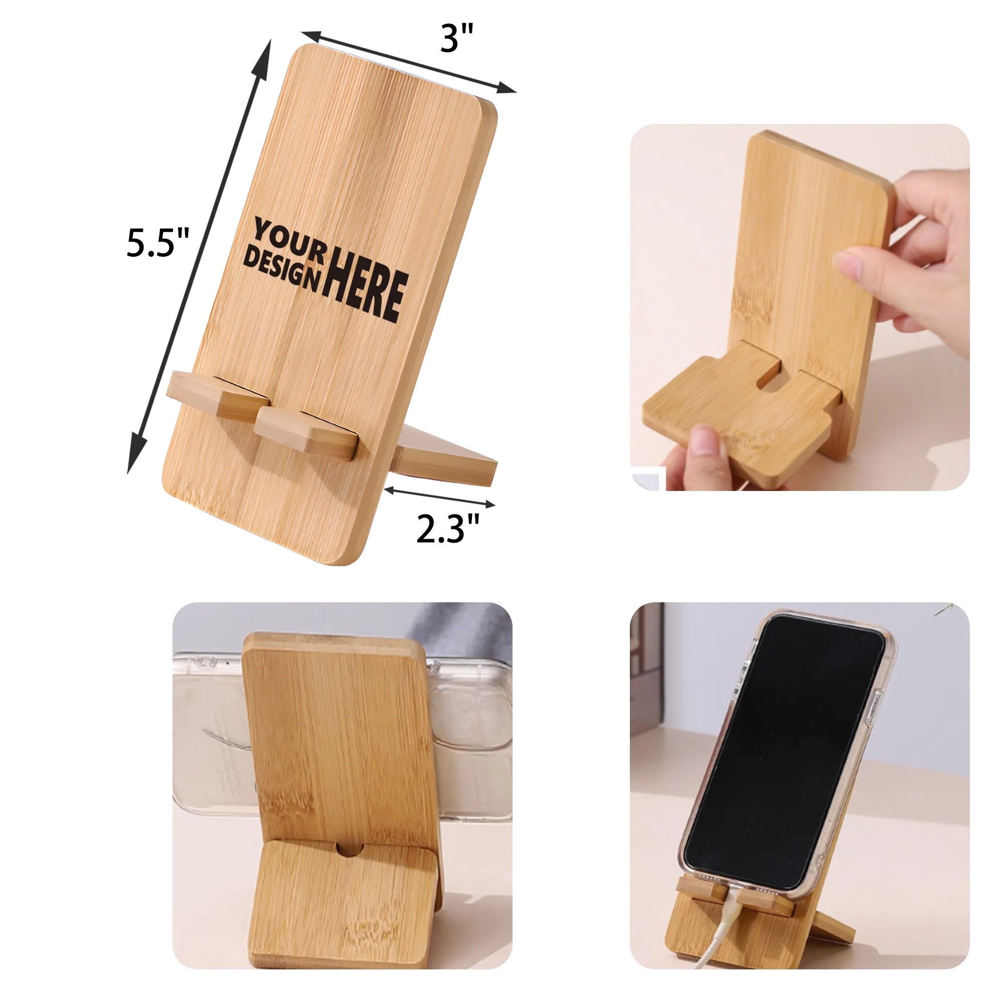 MOQ 50 PCS Wooden Phone Holder 2