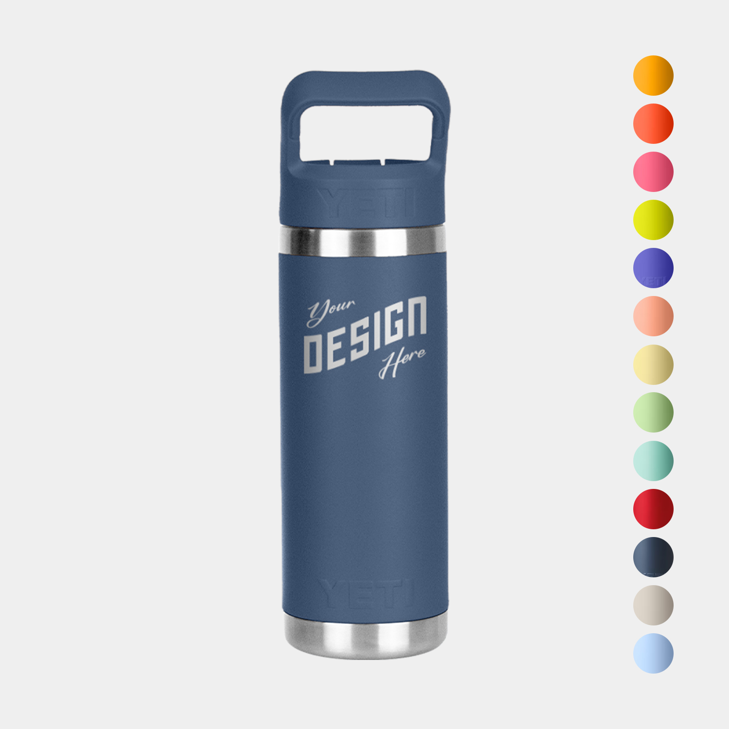 18 Oz YETI® Rambler Stainless Steel Insulated Water Bottle w/ Matching Straw Cap 3