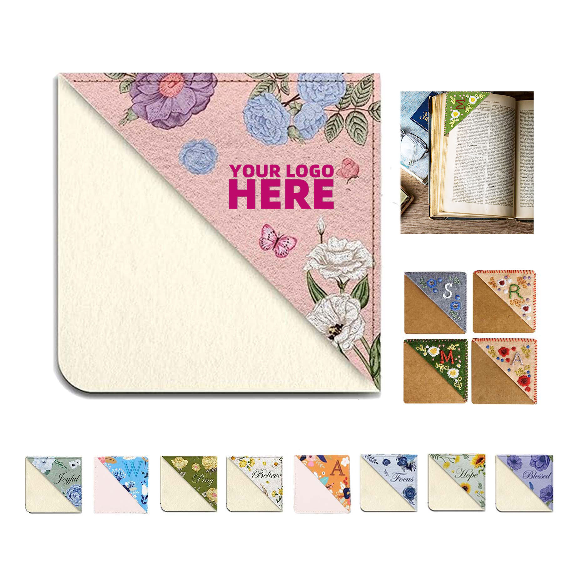 Personalized Hand Embroidered Corner Bookmark 1