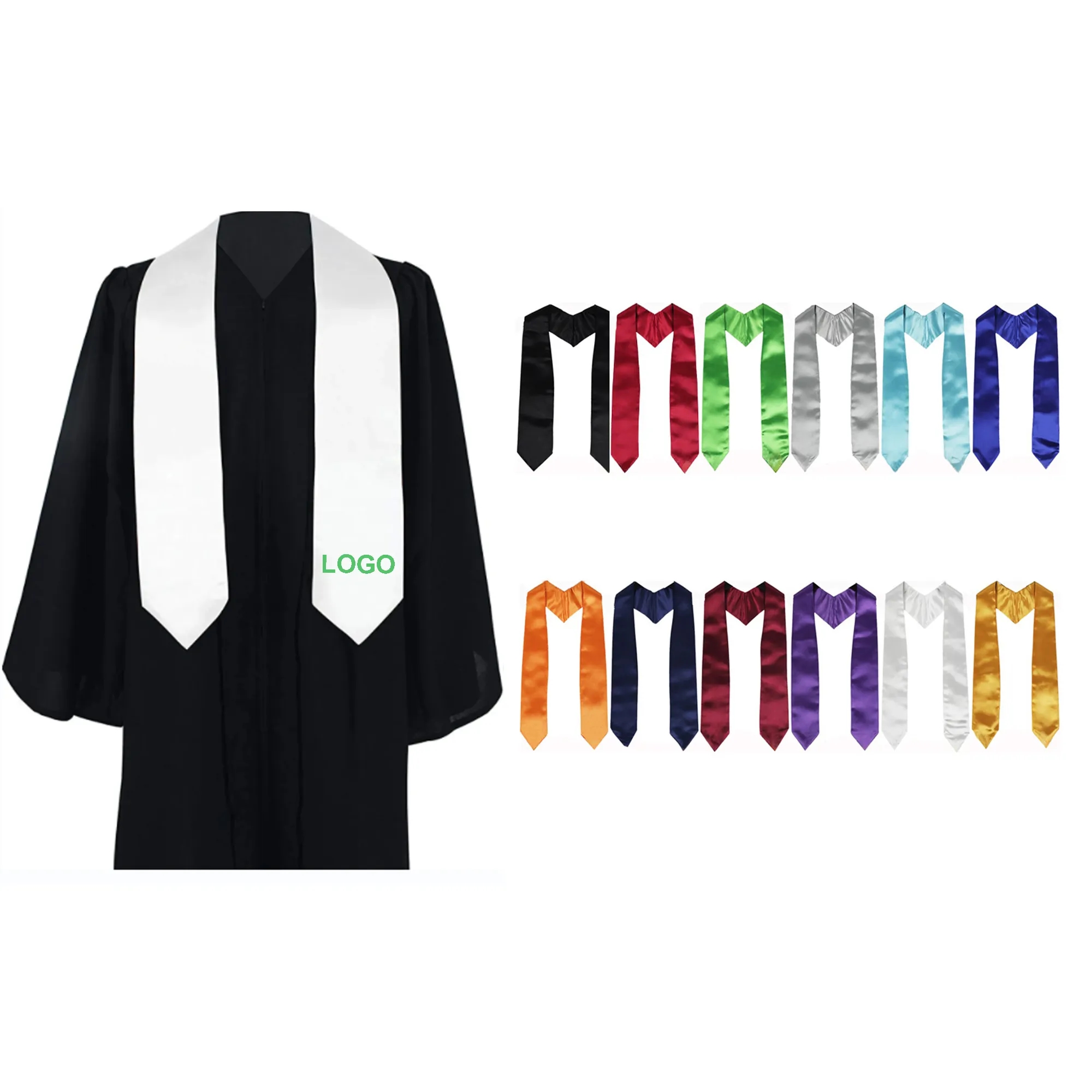 Unisex Adult Plain Graduation Stole Sash 1