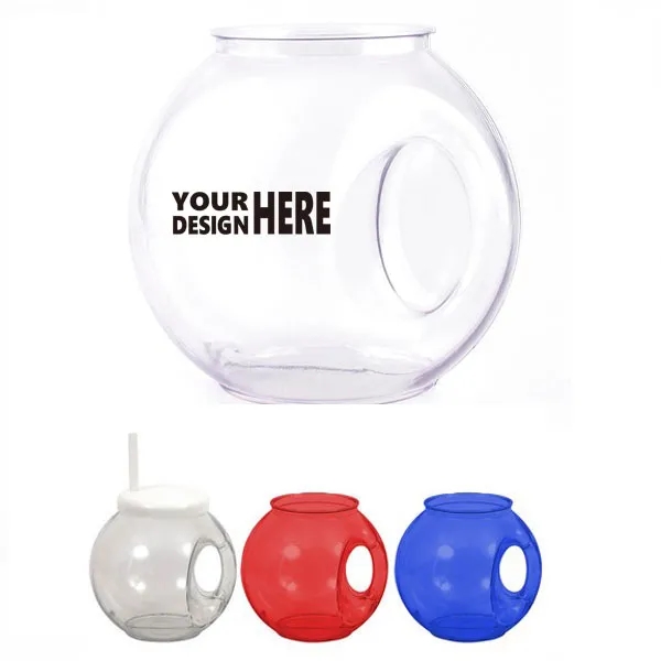 56oz Fish Bowls For Drinks With Lids and Straws 4