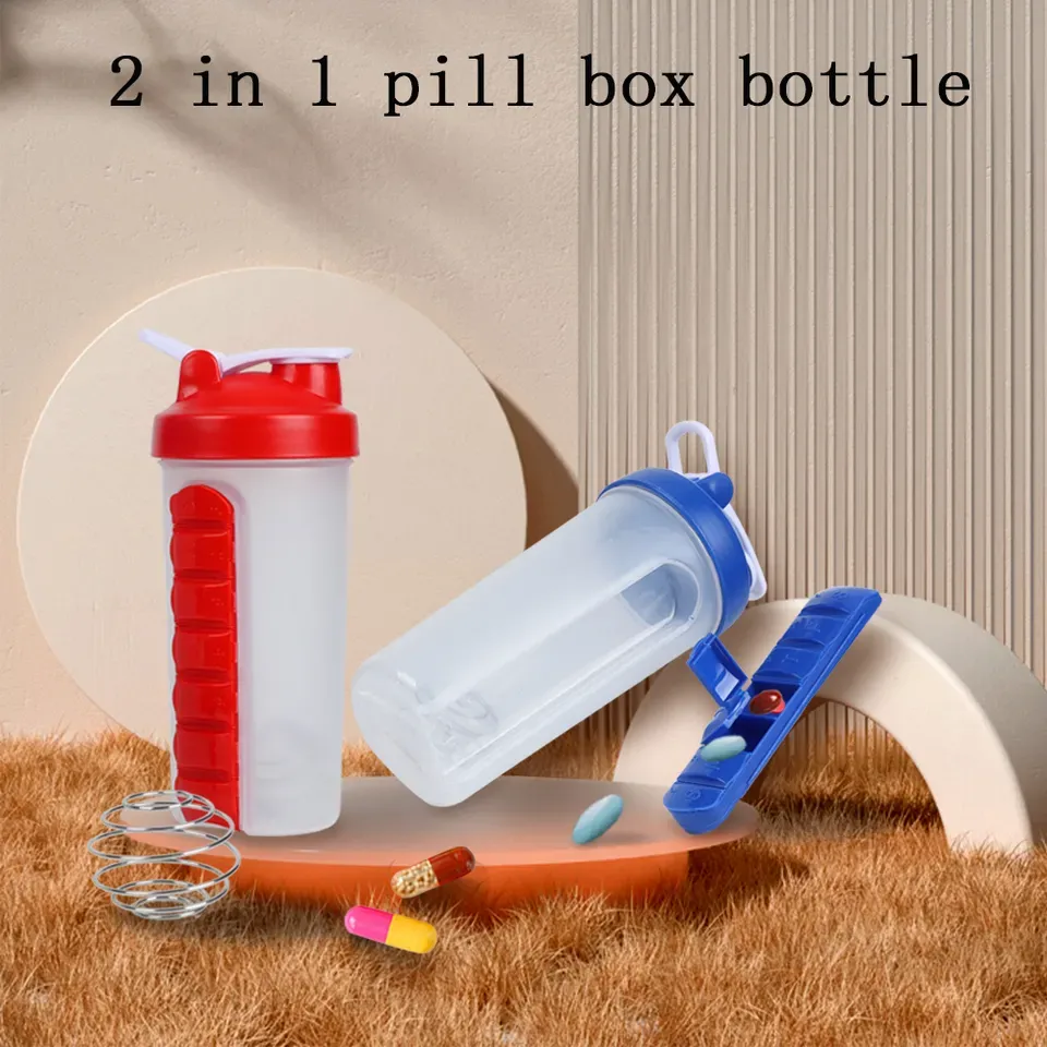 Shaker Water Bottle with Pill Box 5