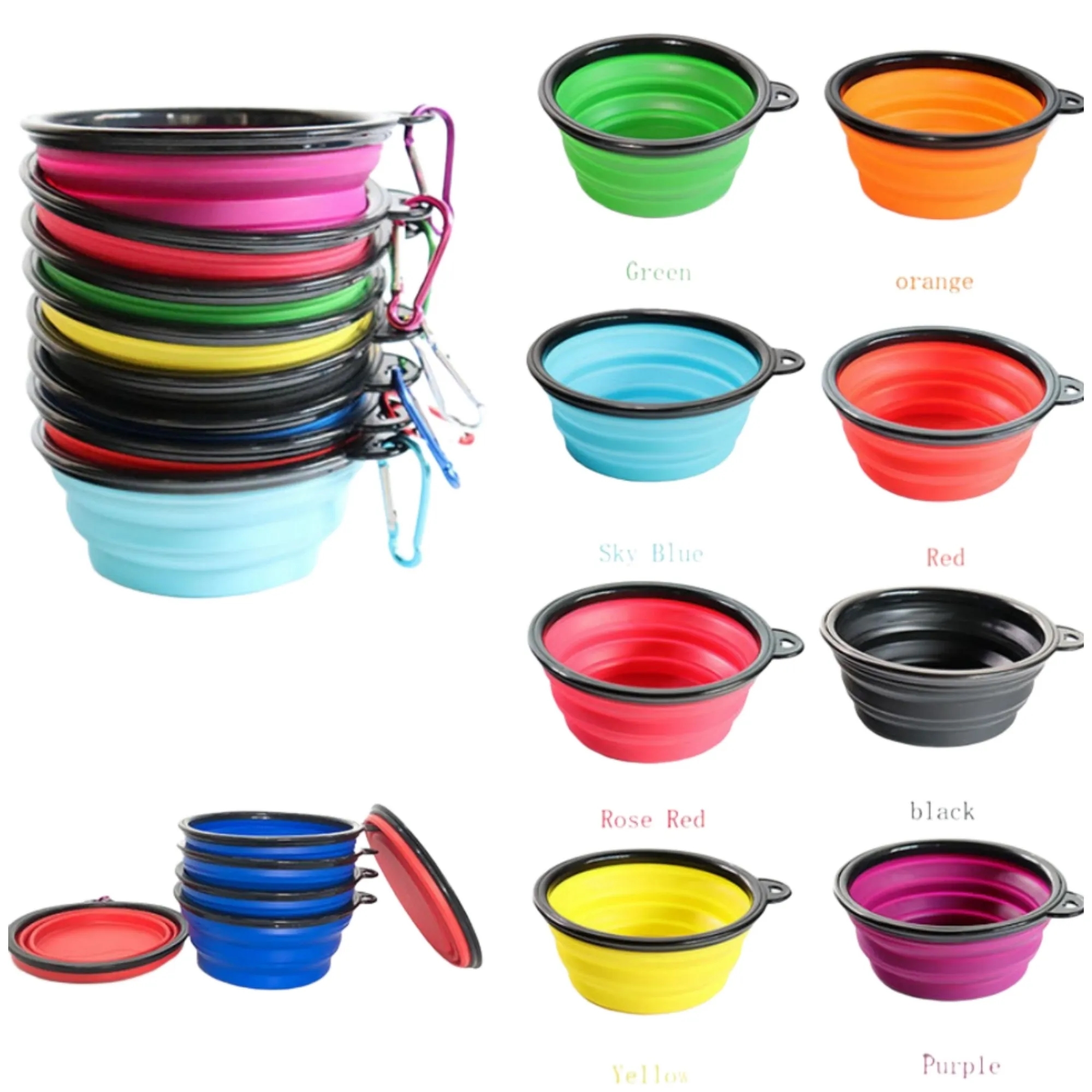 12 oz Collapsible Silicone Dog Bowl with Carabiner