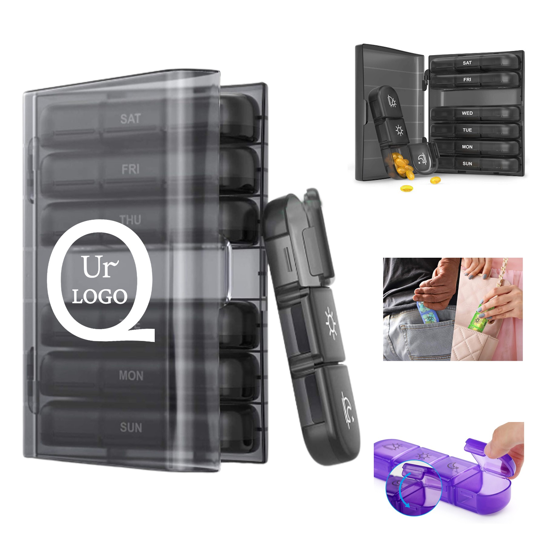 7-Day Pill Box With 21 Compartments