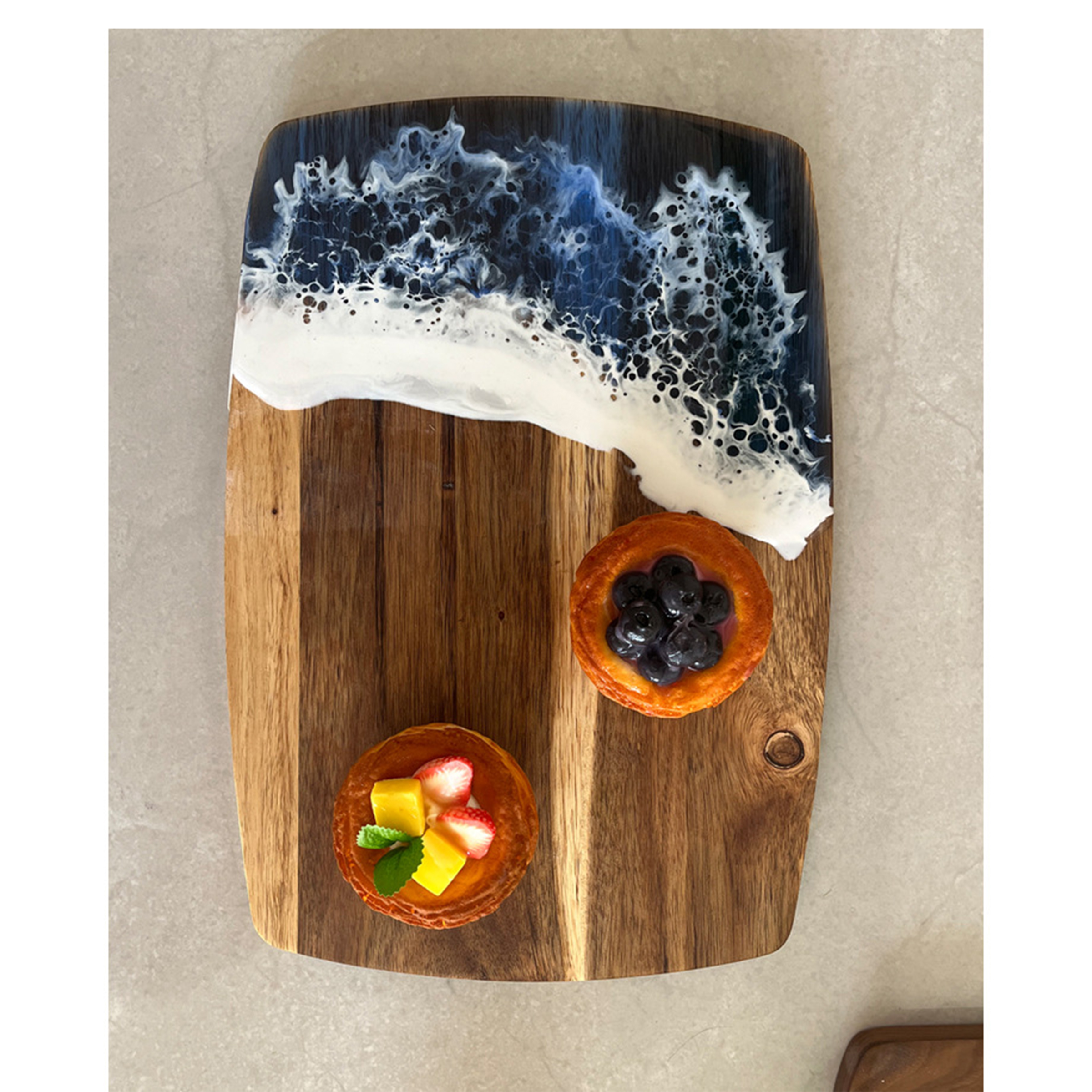 Handcrafted Acacia Cutting Board with Resin Accent 2
