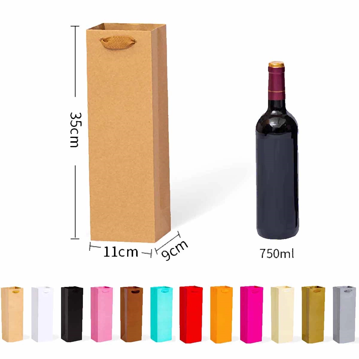 Kraft Paper Single Wine Bottle Bag 2