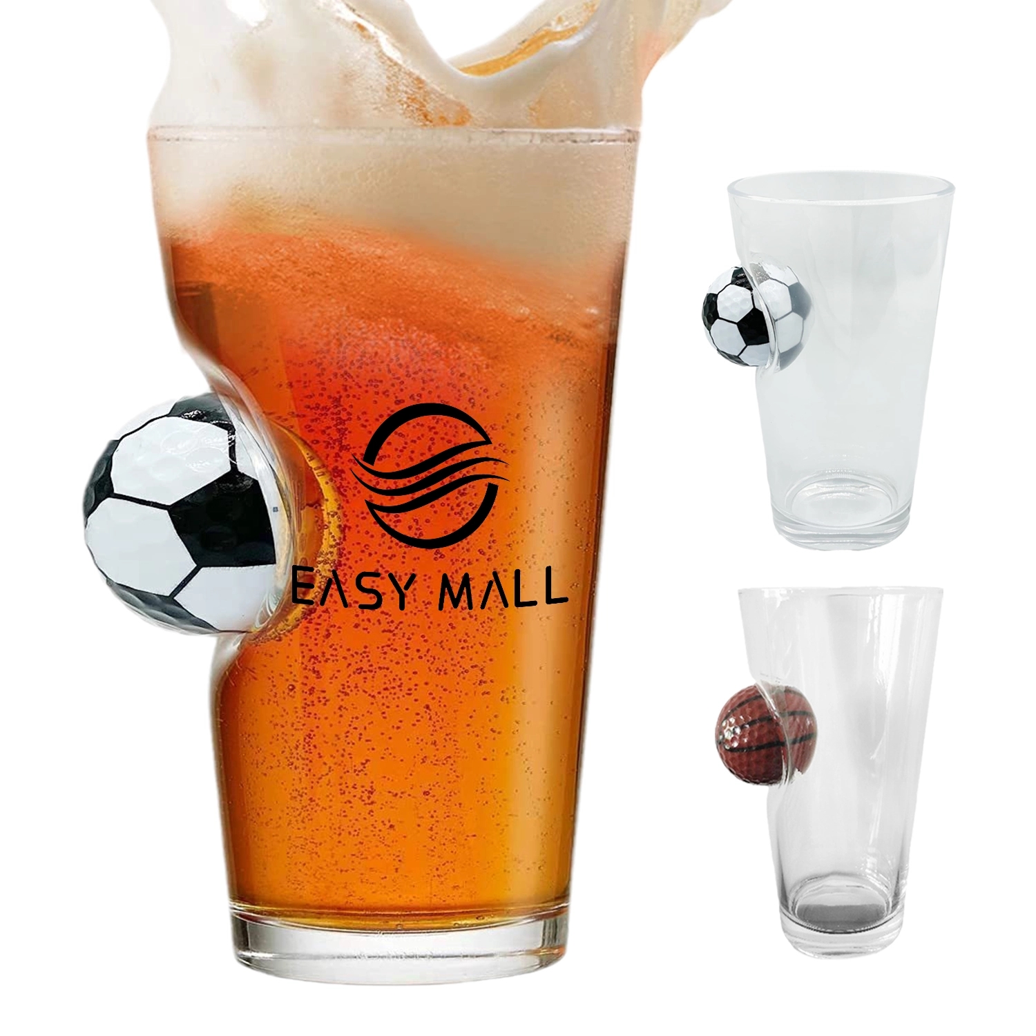 Soccer/Basketball Beer Pint Glasses 2