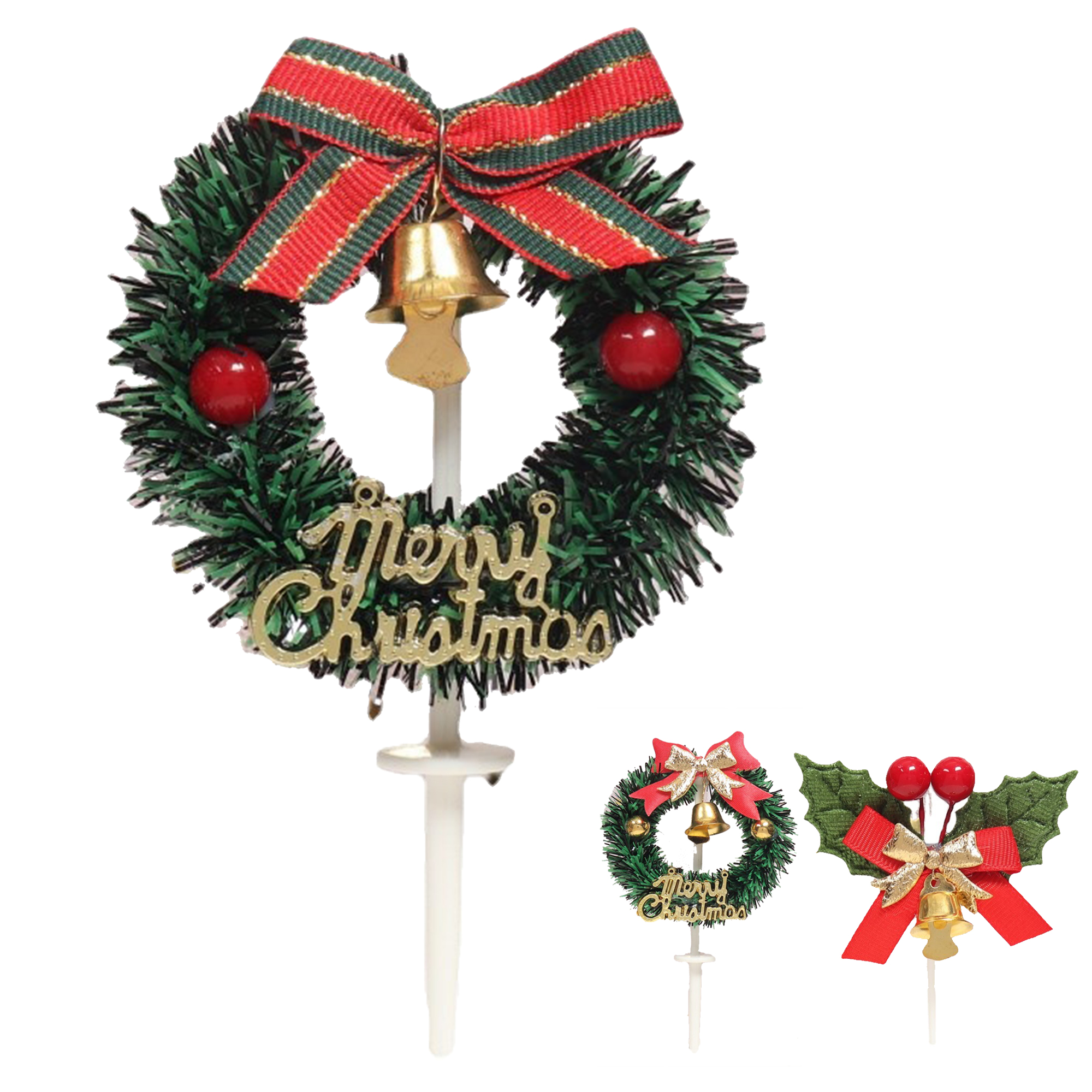 Christmas Wreath Cake Toppers with Bells 6