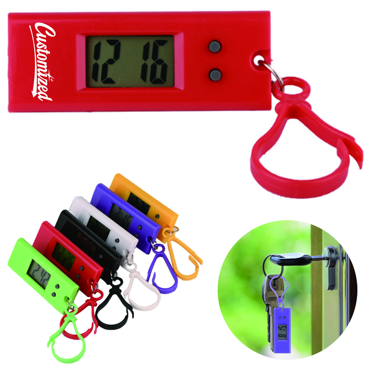 Mini Digital Keychain Watch with Clip for Students 6