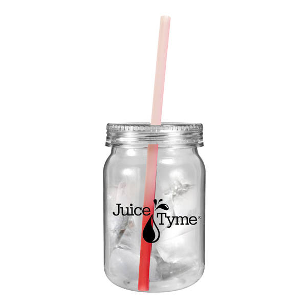 24 oz. Plastic Mason Jar with Mood™ Straw 3