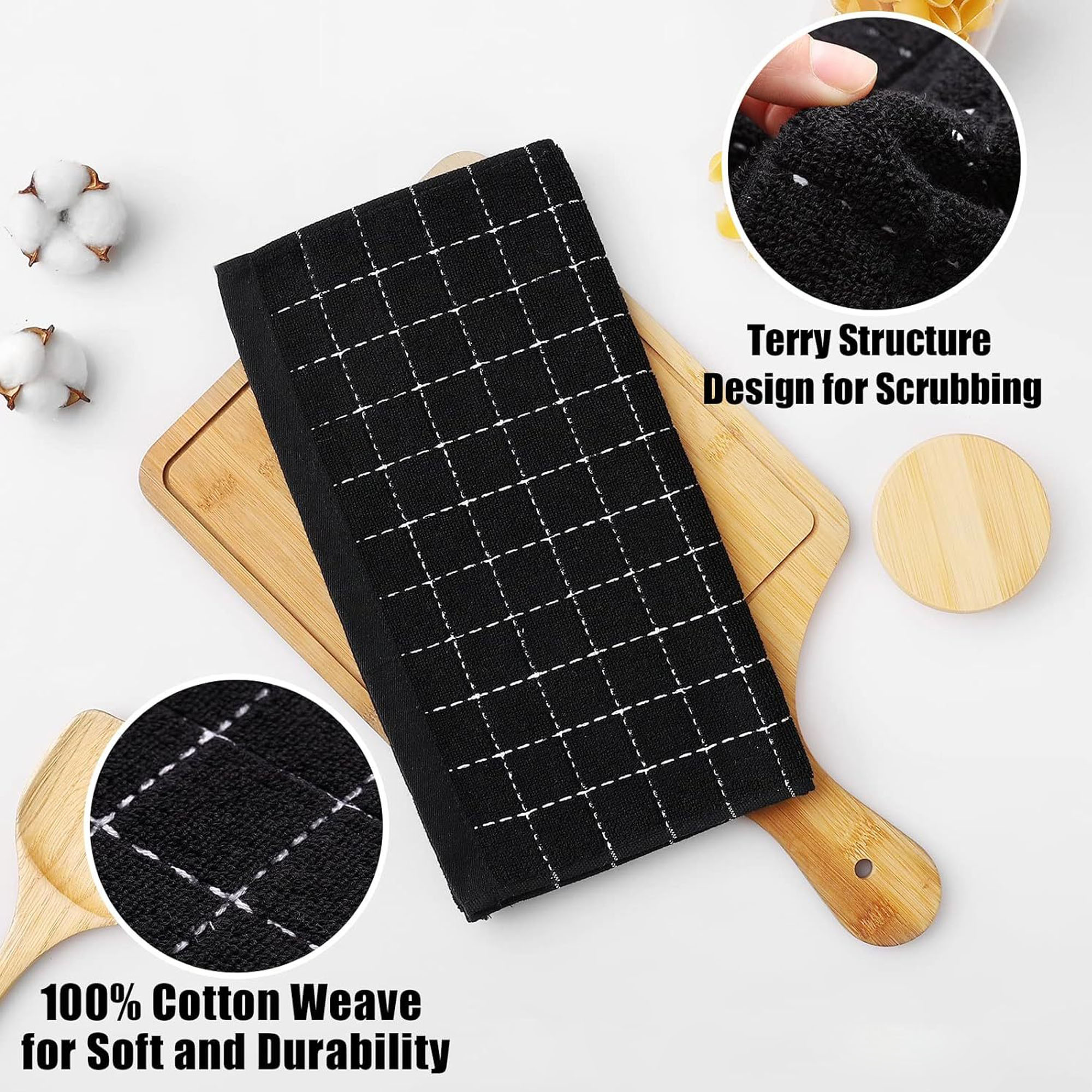 100% Cotton Kitchen Towels Soft and Super Absorbent Dish Towels 4