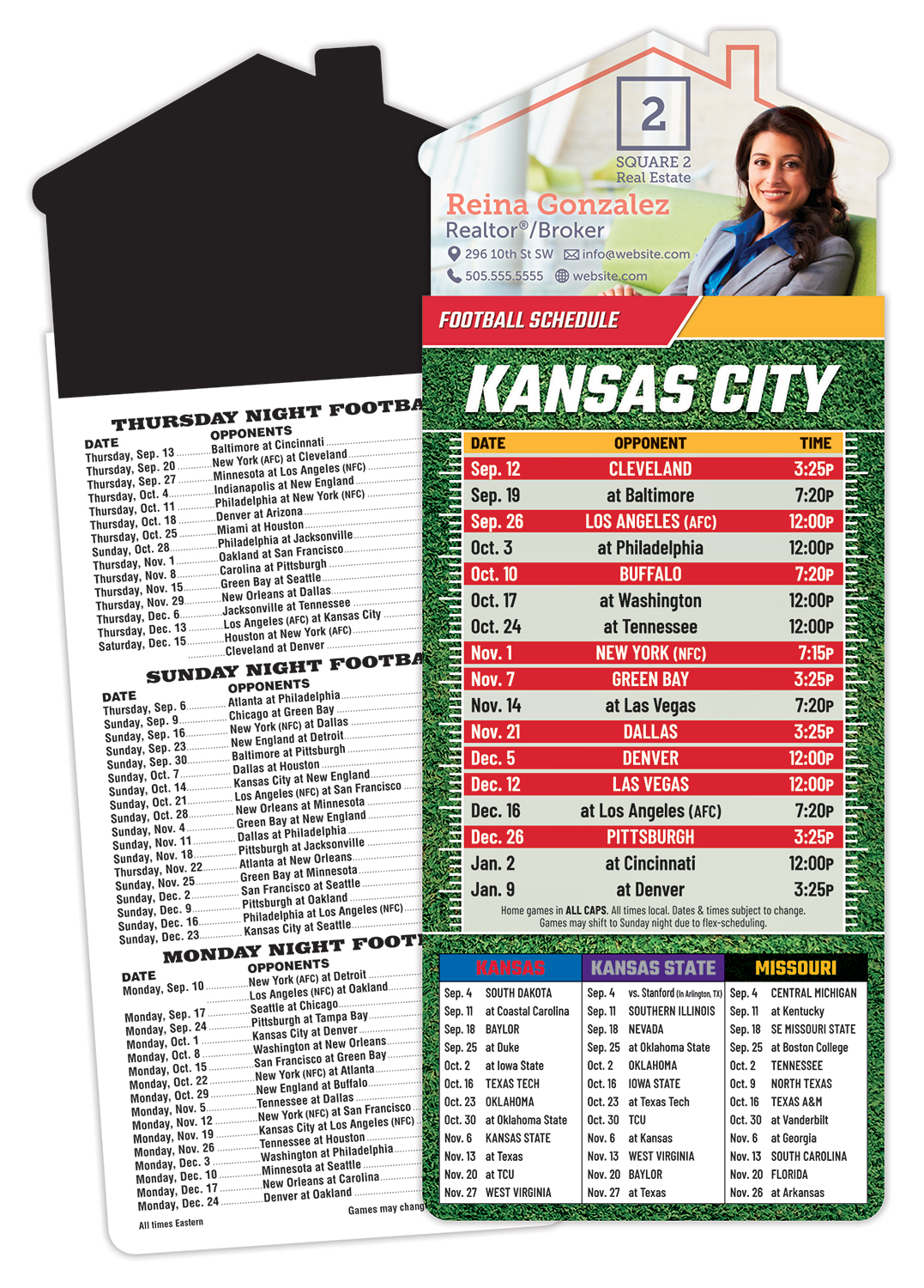 Magna-Card House Shape Magnet Football Schedules (3.5x9) 1