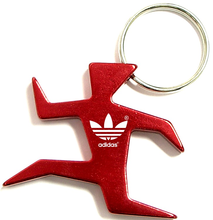 Runner shape bottle opener with key chain.
