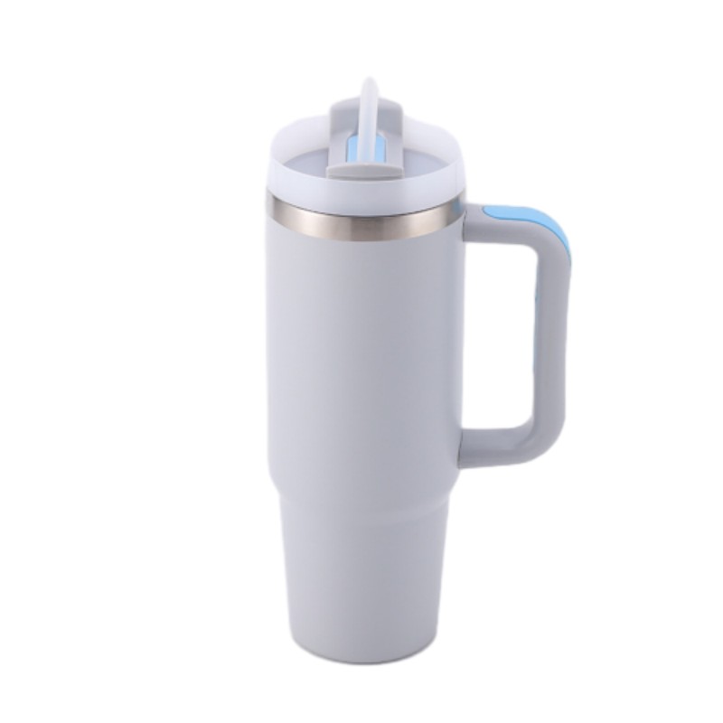 30 oz Vacuum Stainless Steel Tumbler W/ Handle & Straw 3