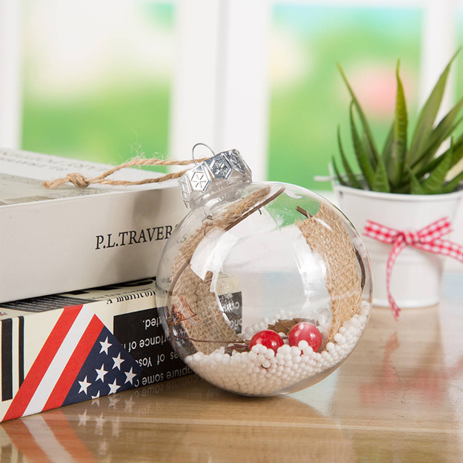 Round Clear Plastic Christmas Ball Ornaments 4