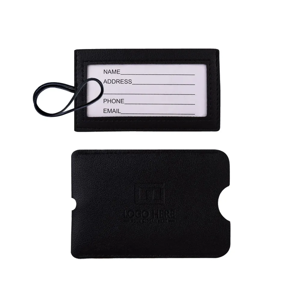 Vegan Leather Luggage Tag with Loop Strap 3