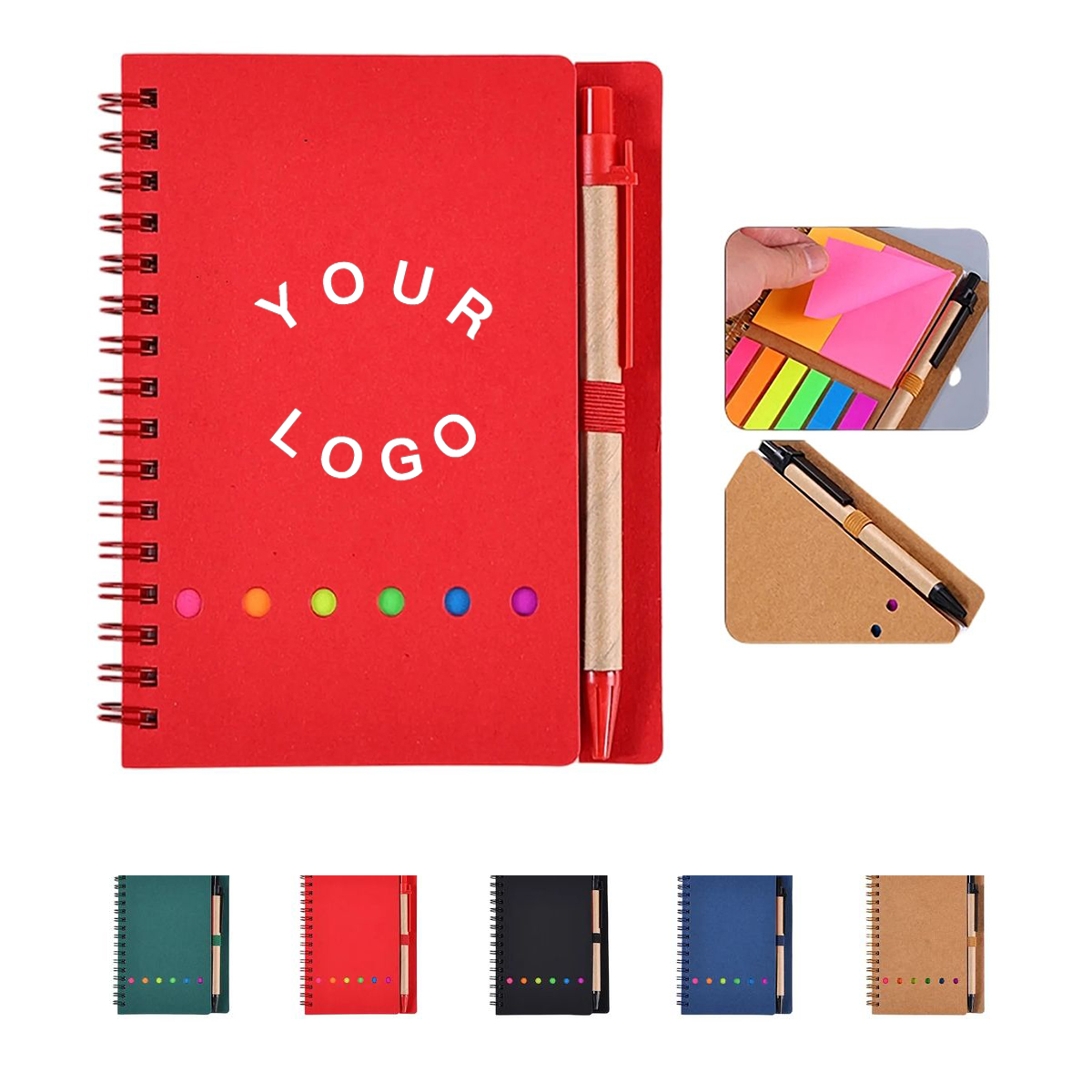 Kraft Notebook with Pen and Sticky Note Set 2