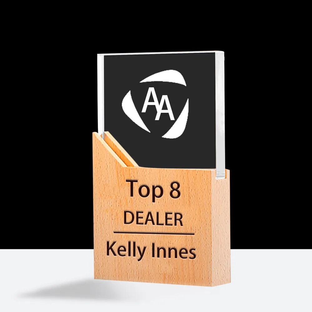 Square Crystal Awards with Wooden Base 13
