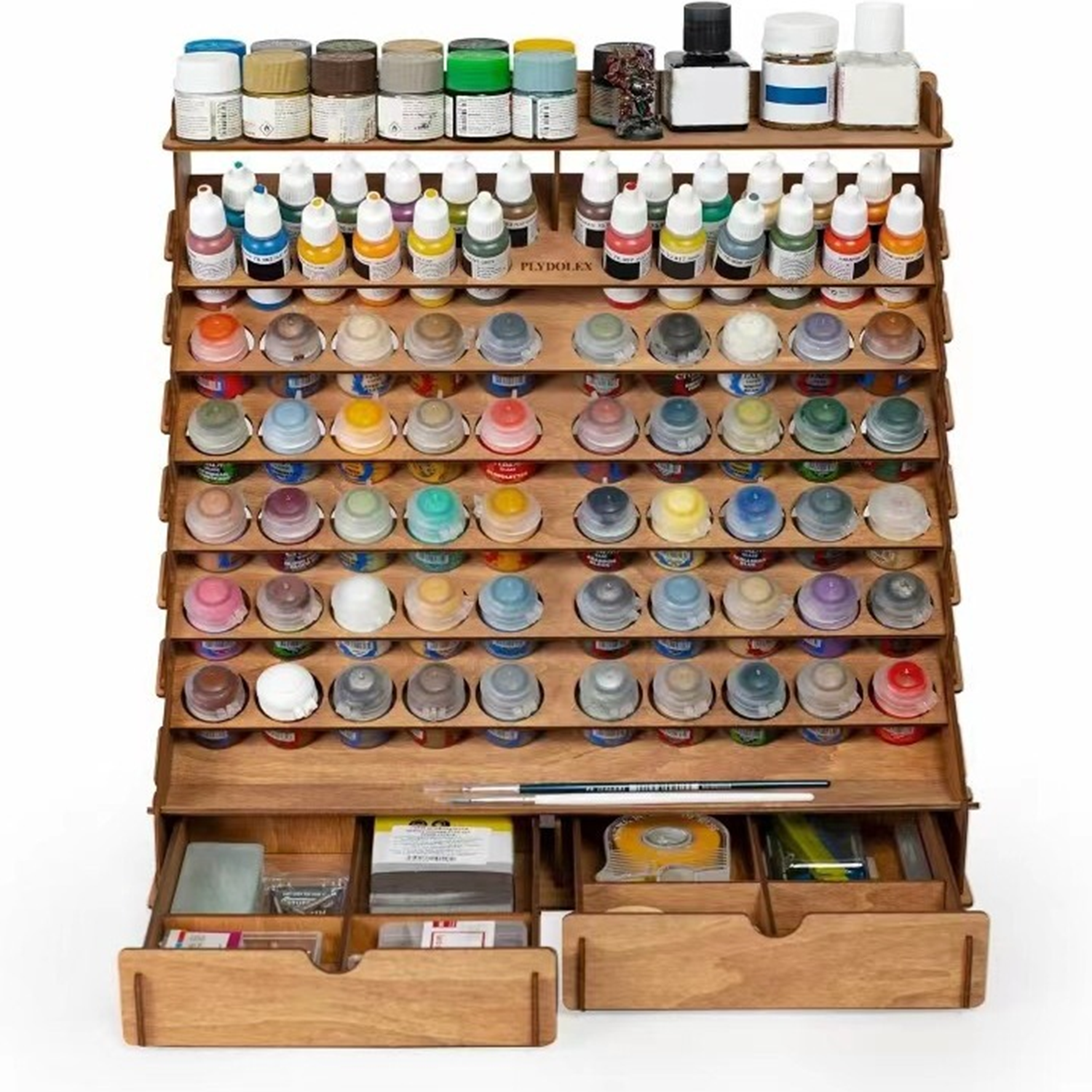 74Holes Vintage Wooden Paint Organizer 10