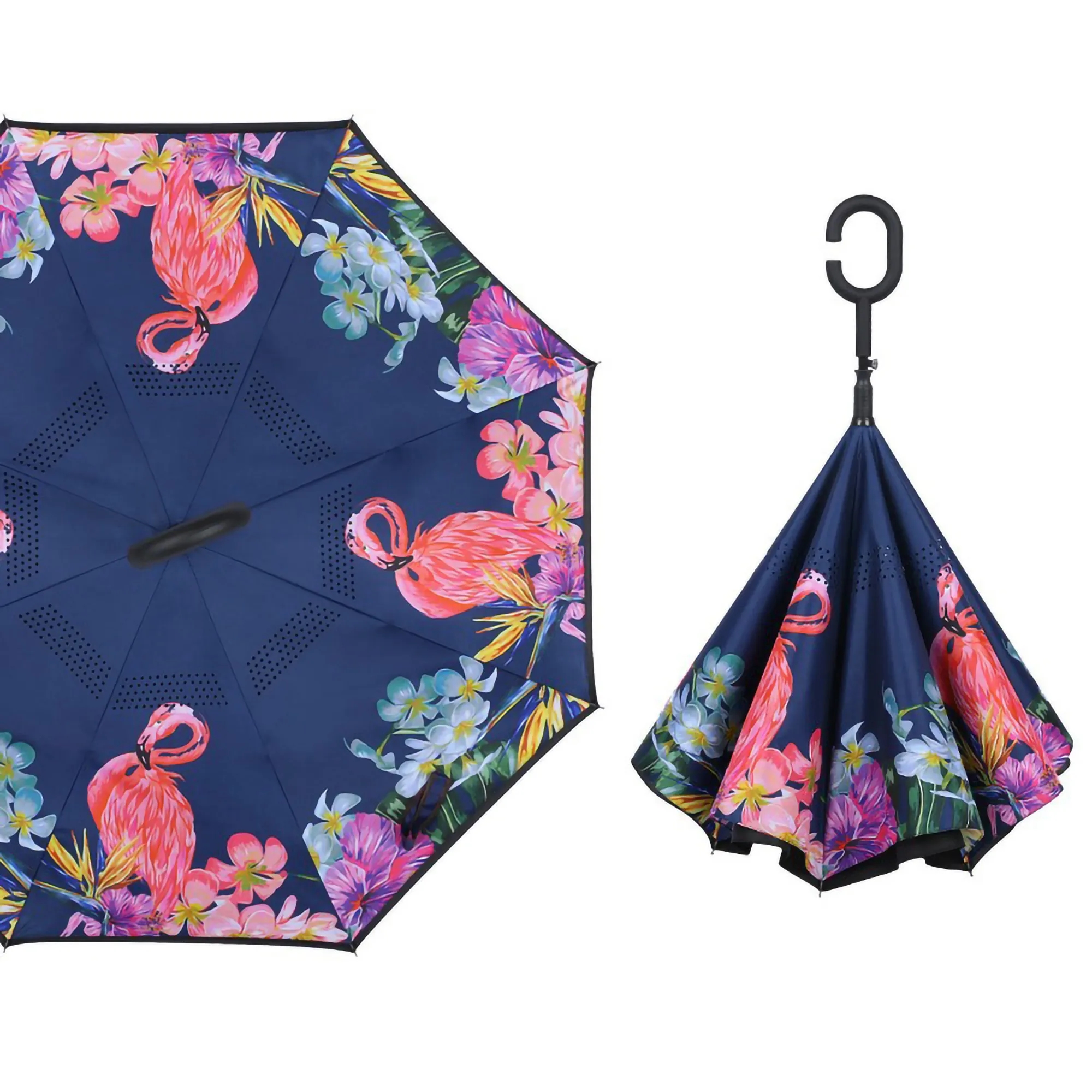 Double Layer C Handle Inverted Reverse Folding Umbrella 11